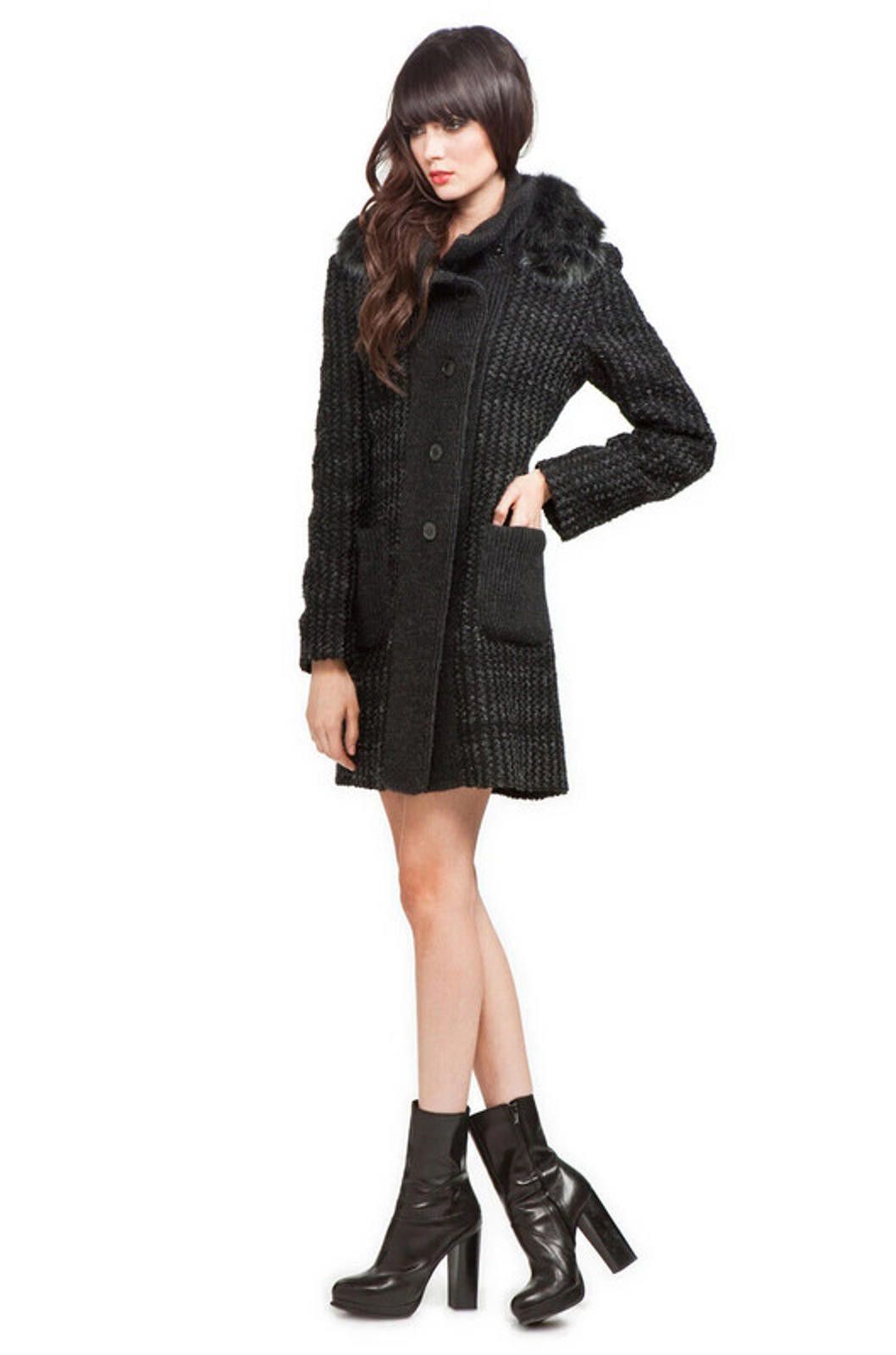 Other Vanessa Bruno Wool Knitted Coat fur collar F42 size 12- 14 Size M / US 6-8 / IT 42-44 - 1 Thumbnail