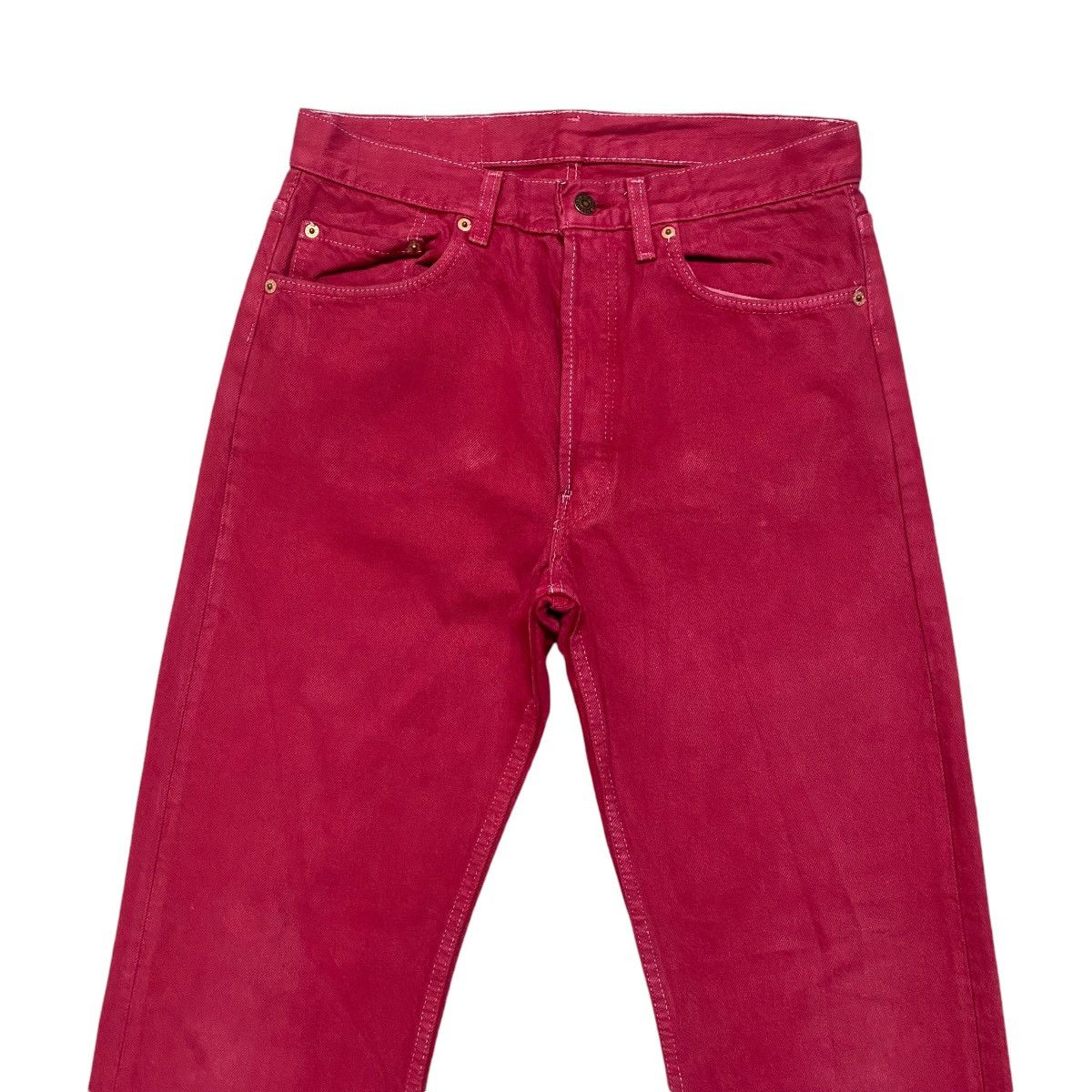 Levi's Vintage 90s Levis 501 Red Denim Jeans Dyed Size US 31 - 3 Thumbnail