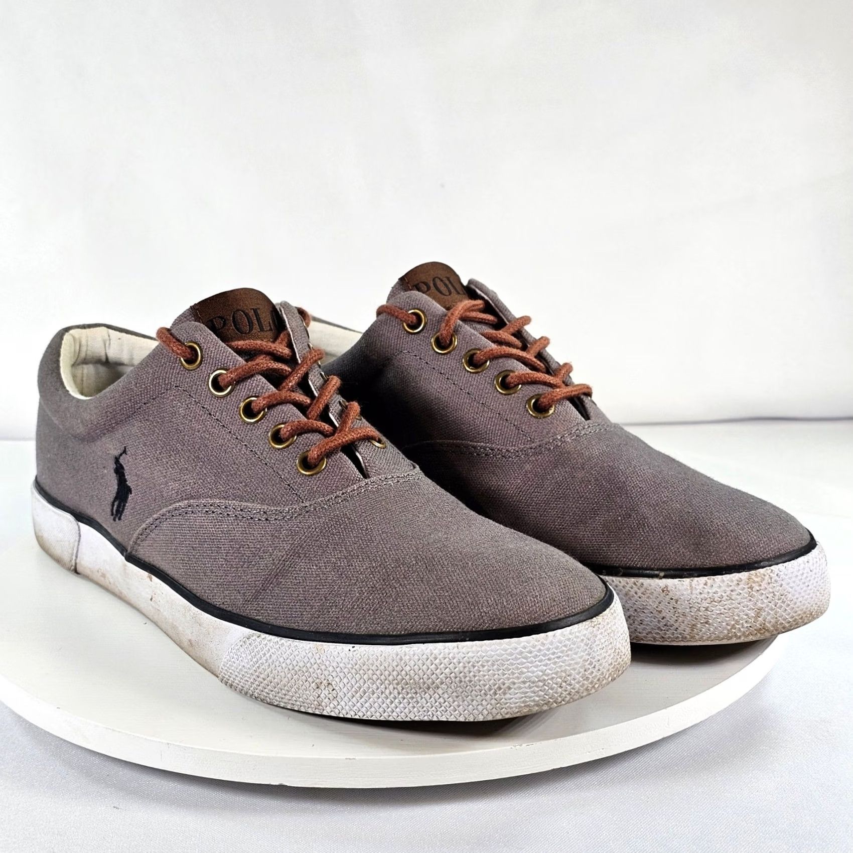 Polo Ralph Lauren Men\'s Brown Leather High-Top Sneakers Size 9.5D Polo Ralph Lauren Forestmont II Mens Gray Canvas Low Top  main image 4