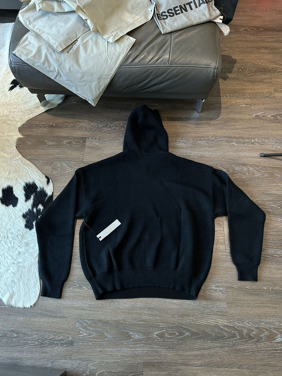 Essentials × Fear of God FOG Essentials knit pullover hoodie black Size US M / EU 48-50 / 2 - 5 Thumbnail