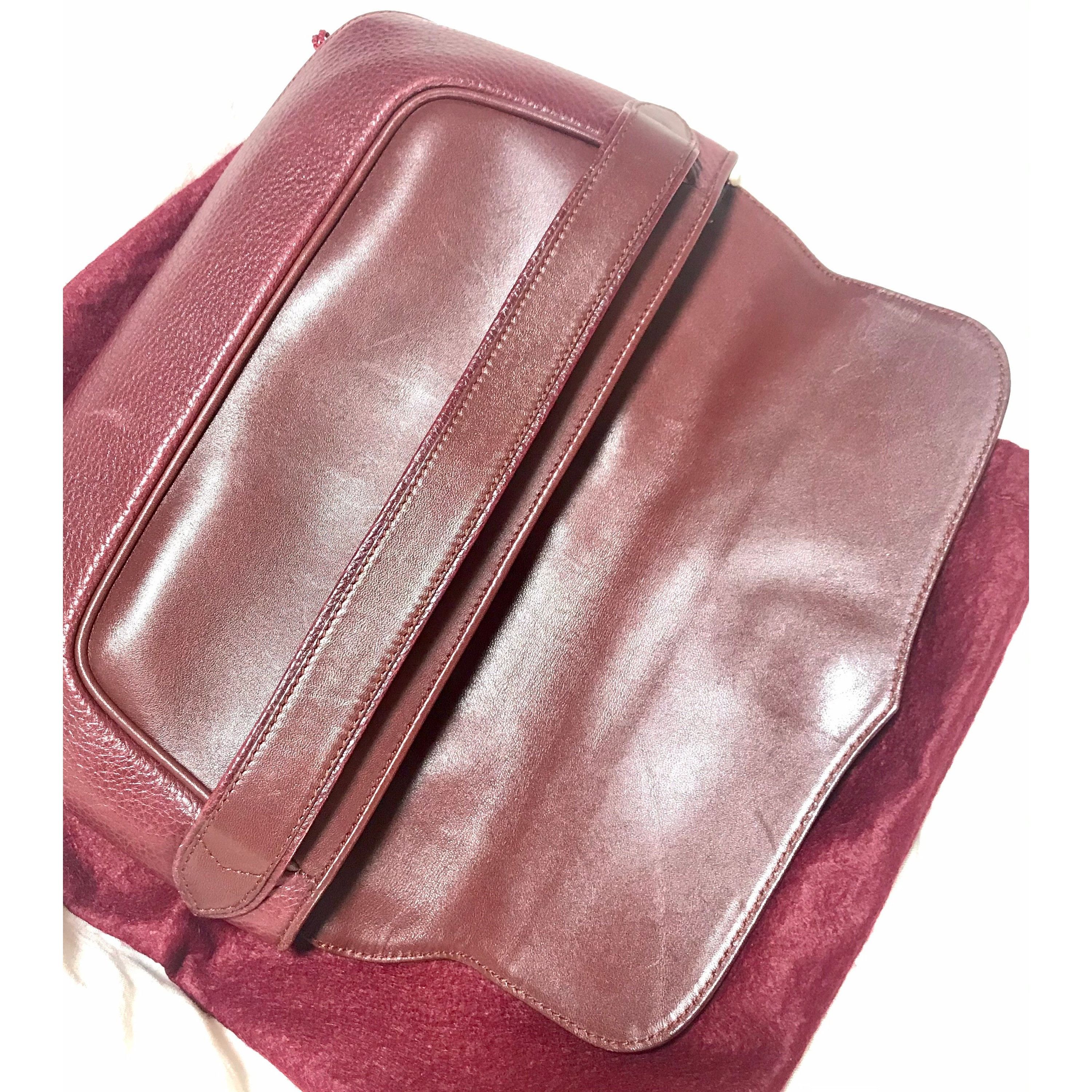 Cartier Vintage Cartier wine leather clutch bag with gold tone logo Size ONE SIZE - 5 Thumbnail