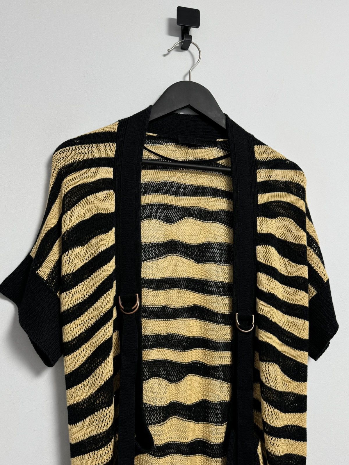 Diesel DIESEL Brand Black Beige Stripe Knit Sweater Cardigan Bolero Size XS / US 0-2 / IT 36-38 - 8 Thumbnail