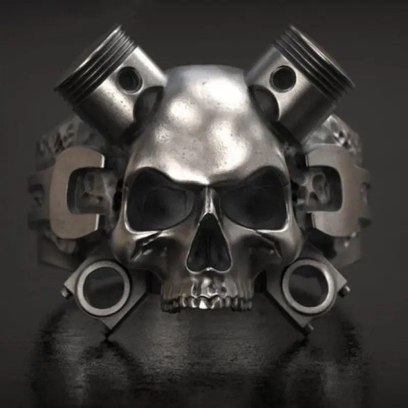 Vintage Trend Steam Skull Ring Men's Hip Hop Rock Party Jewelry Size ONE SIZE - 3 Thumbnail