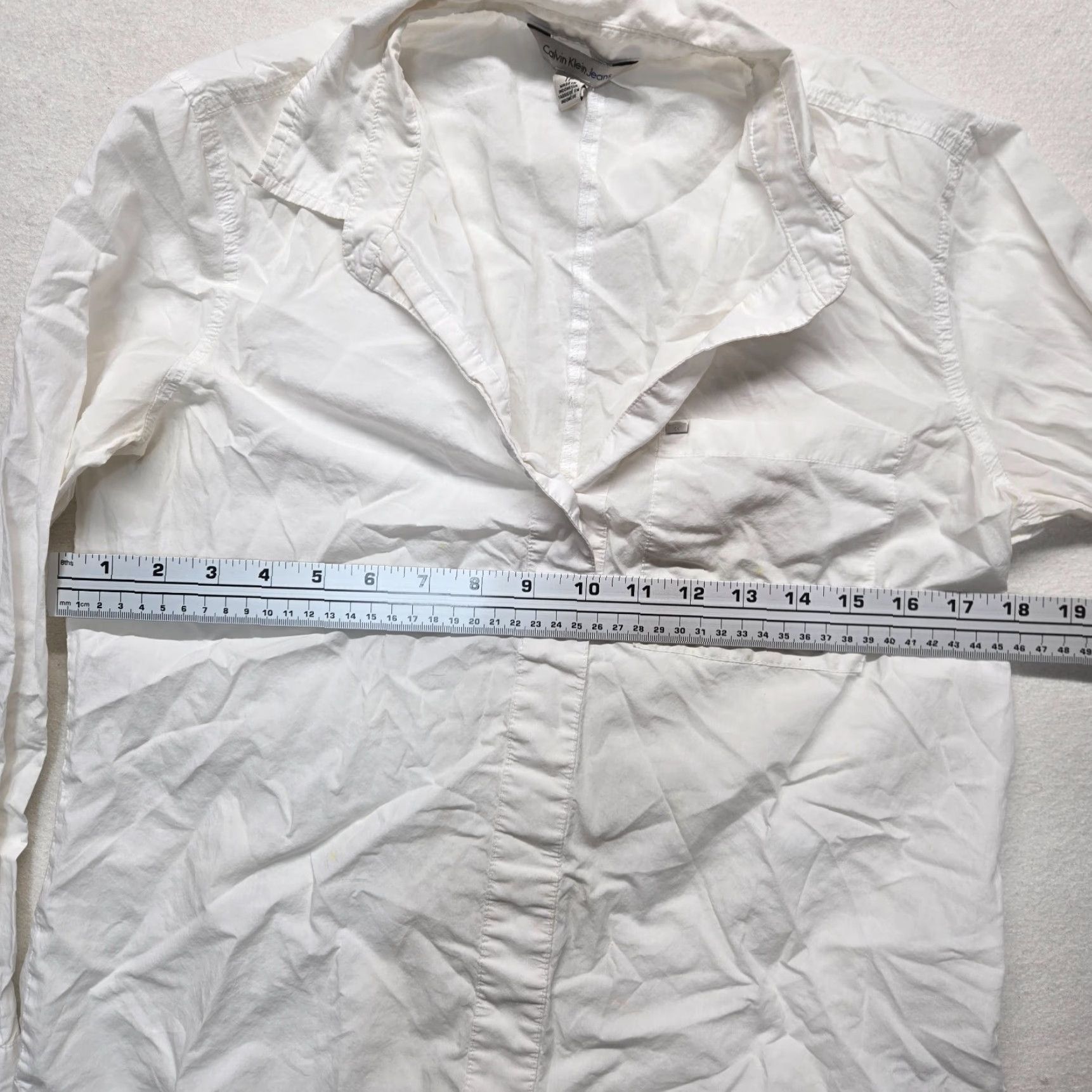Vintage Calvin Klein Jeans Solid White Long Sleeve Button-Up Casual Shirt Womens XS Size XS / US 0-2 / IT 36-38 - 4 Thumbnail
