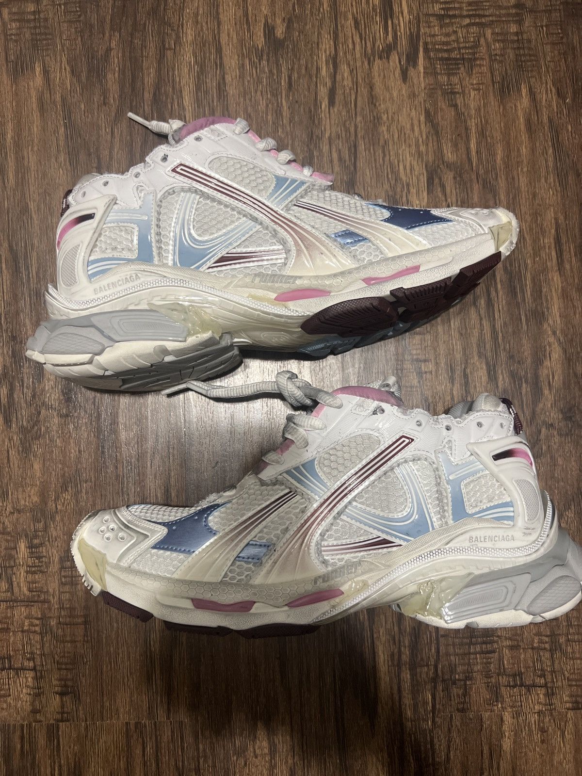 Balenciaga MEN'S RUNNER GRADIENT SNEAKER IN WHITE/BROWN/BLUE