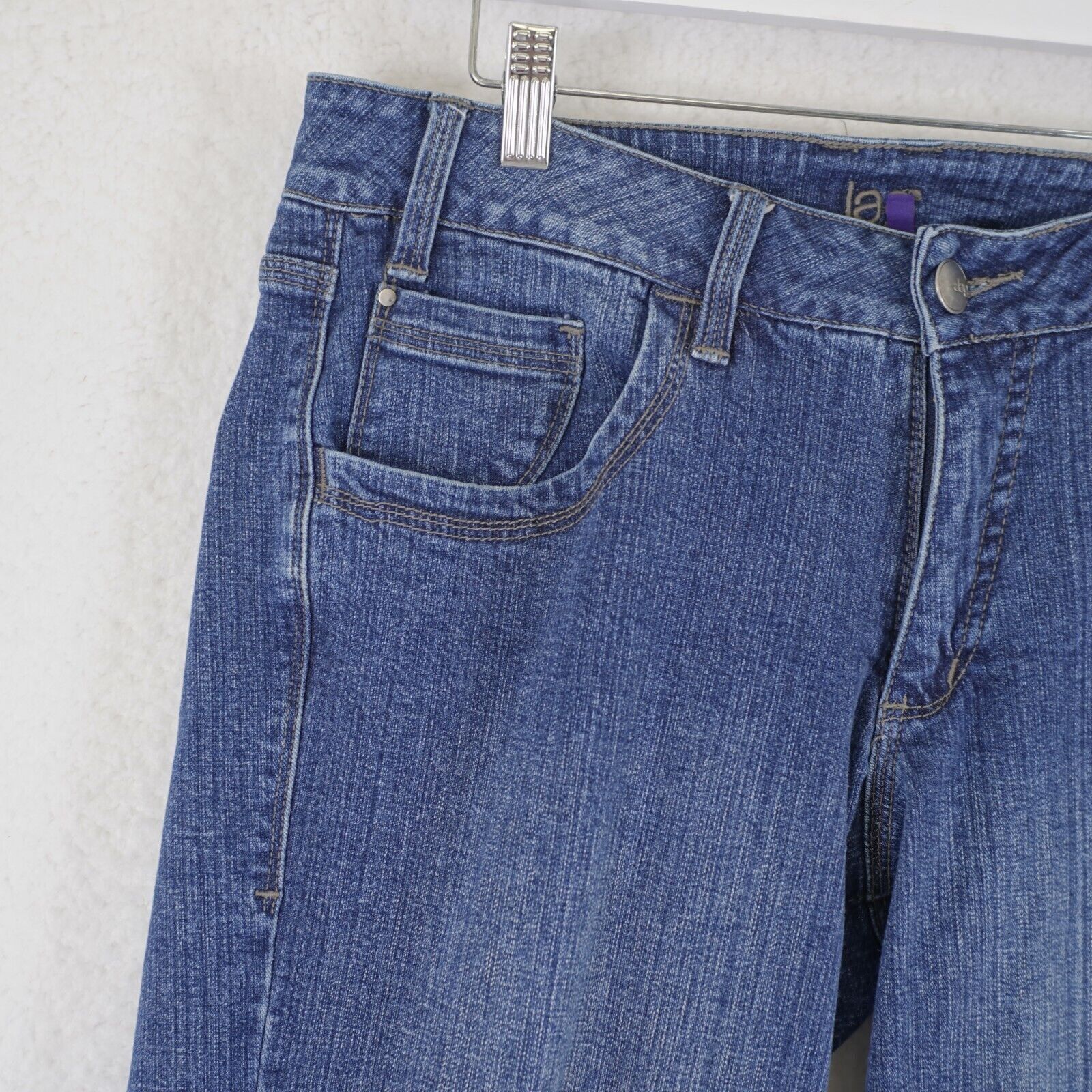 Designer Jag Stretch Blue Denim Capri Jeans Size 14 Mid Rise 32/25 Size 36" / US 14 / IT 50 - 3 Thumbnail