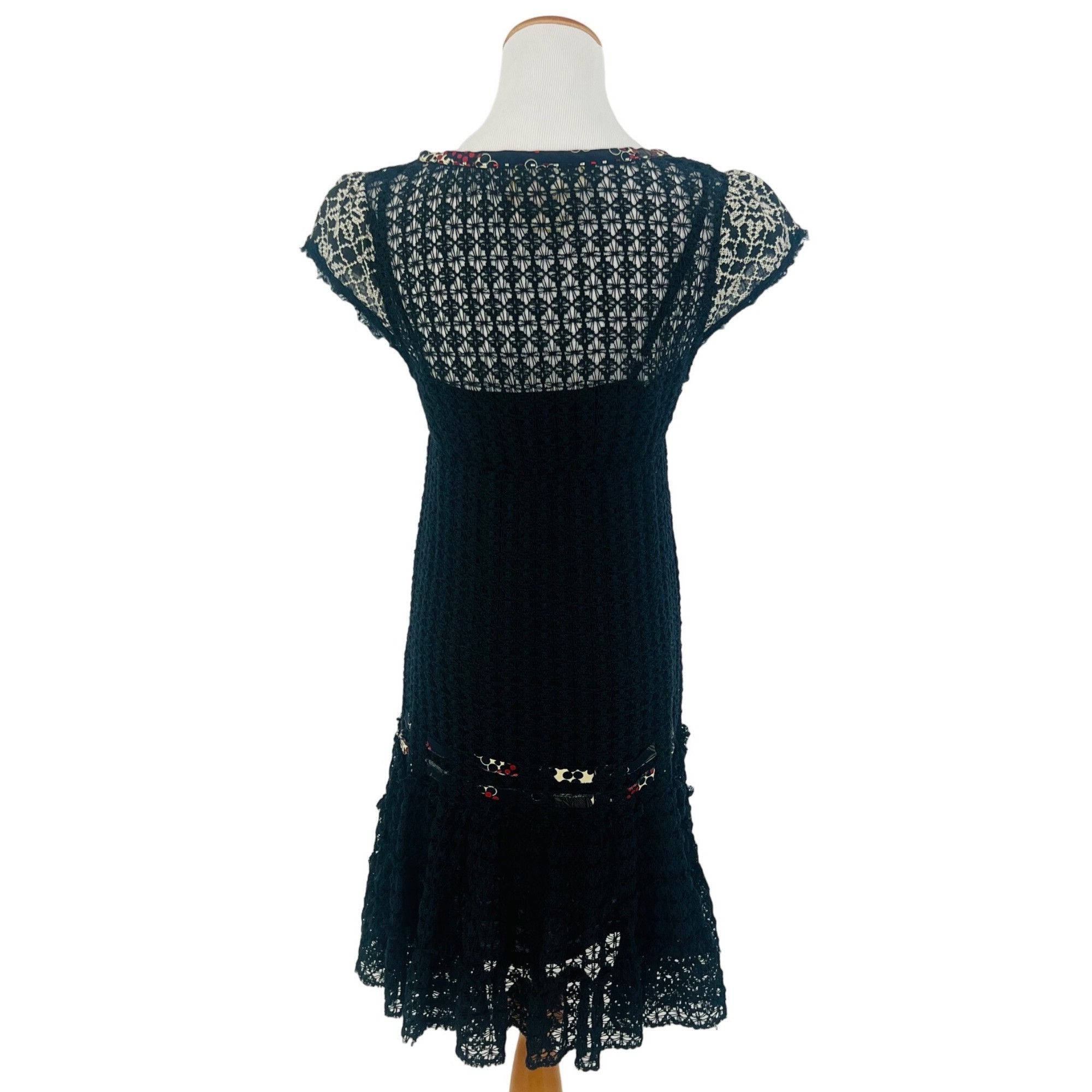 Free People VTG Free People Black Crochet Drop Waist Mini Dress| Whimsig Size M / US 6-8 / IT 42-44 - 10 Thumbnail