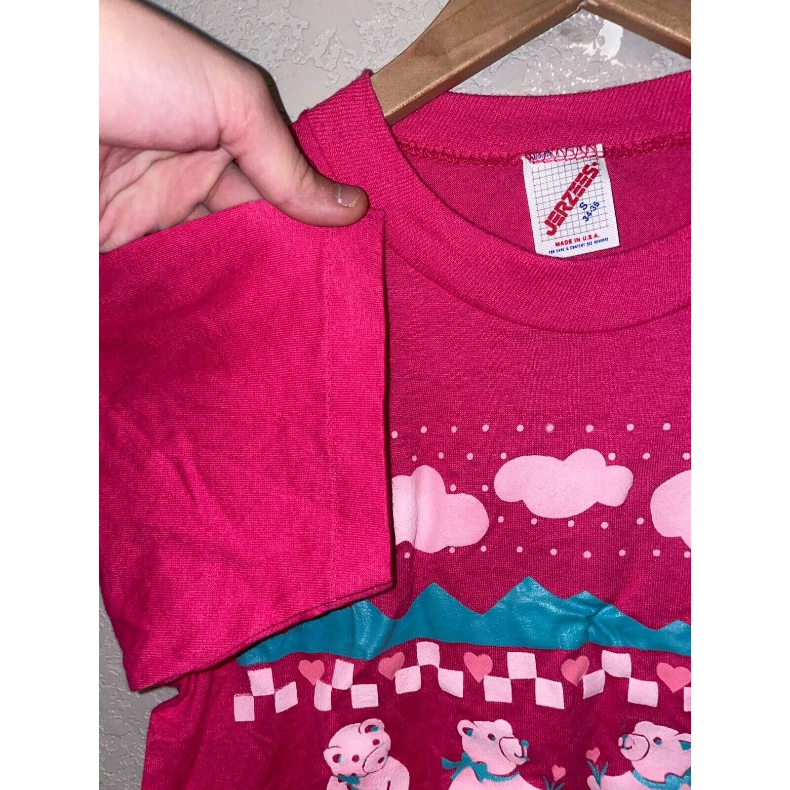 Jerzees Vintage Cincinnati Pink Shirt Teddy Bear Tee 1988 80s VTG S Size US S / EU 44-46 / 1 - 7 Thumbnail