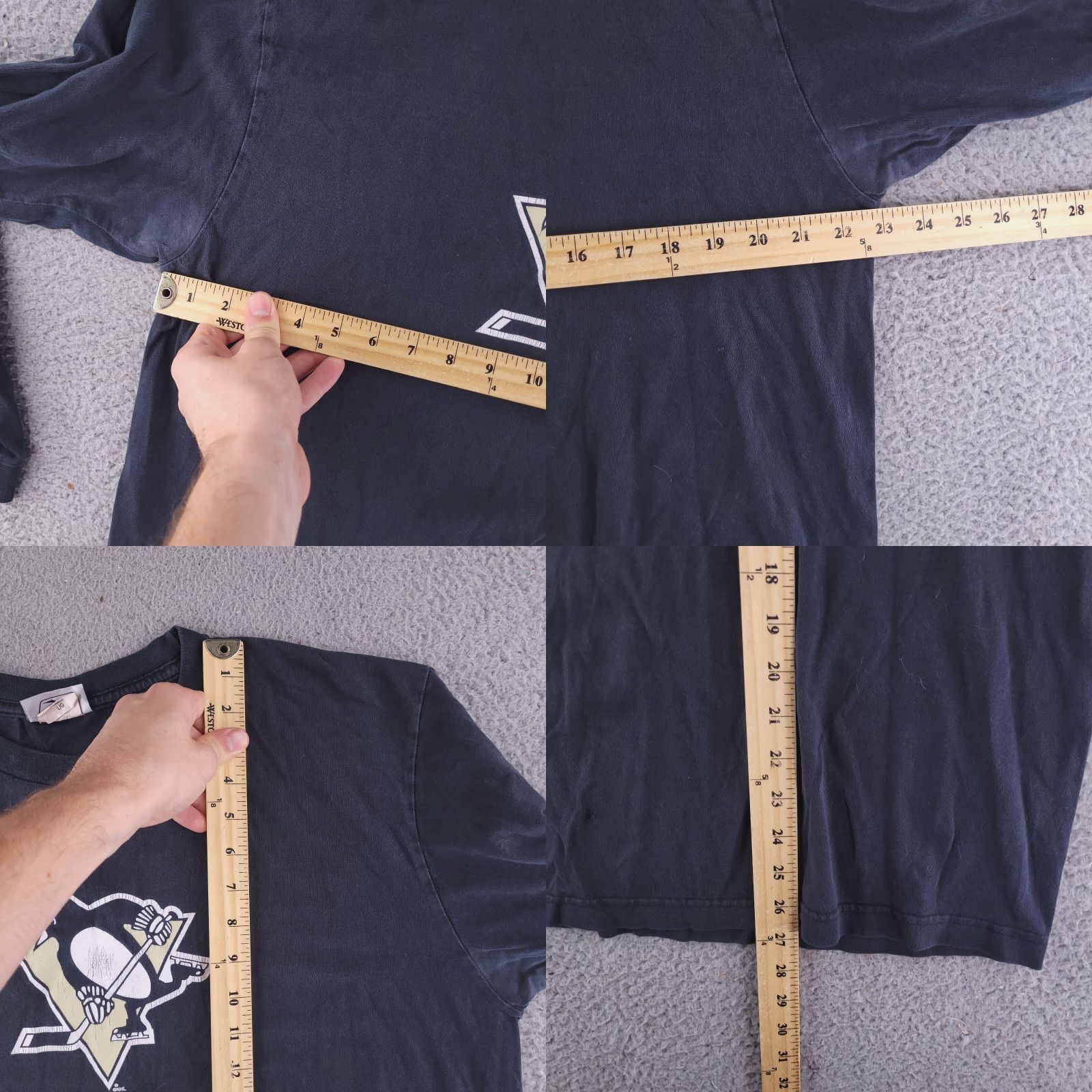 Reebok VINTAGE Reebok Shirt Mens L Black Long Sleeve Pittsburgh Penguins Distressed team NHL Crew Neck Shirt Mens Black Long Sleeve Penguins Size US L / EU 52-54 / 3 - 8 Thumbnail