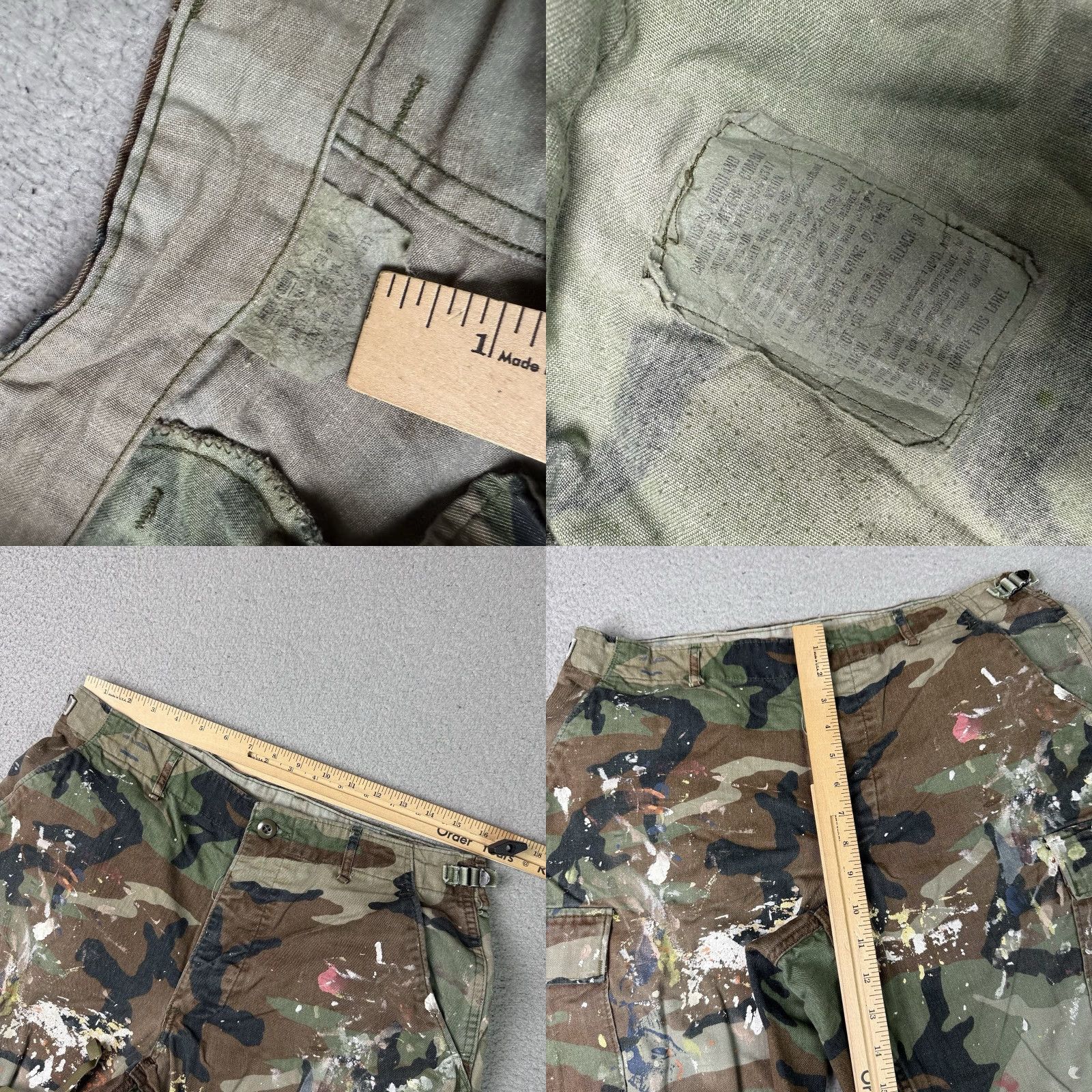 Vintage VINTAGE US Army Pants Mens M Green Woodland Camo Distressed 29in Inseam Cargo Pockets Front Flat Front Button Closure Mens Size US 31 - 8 Thumbnail