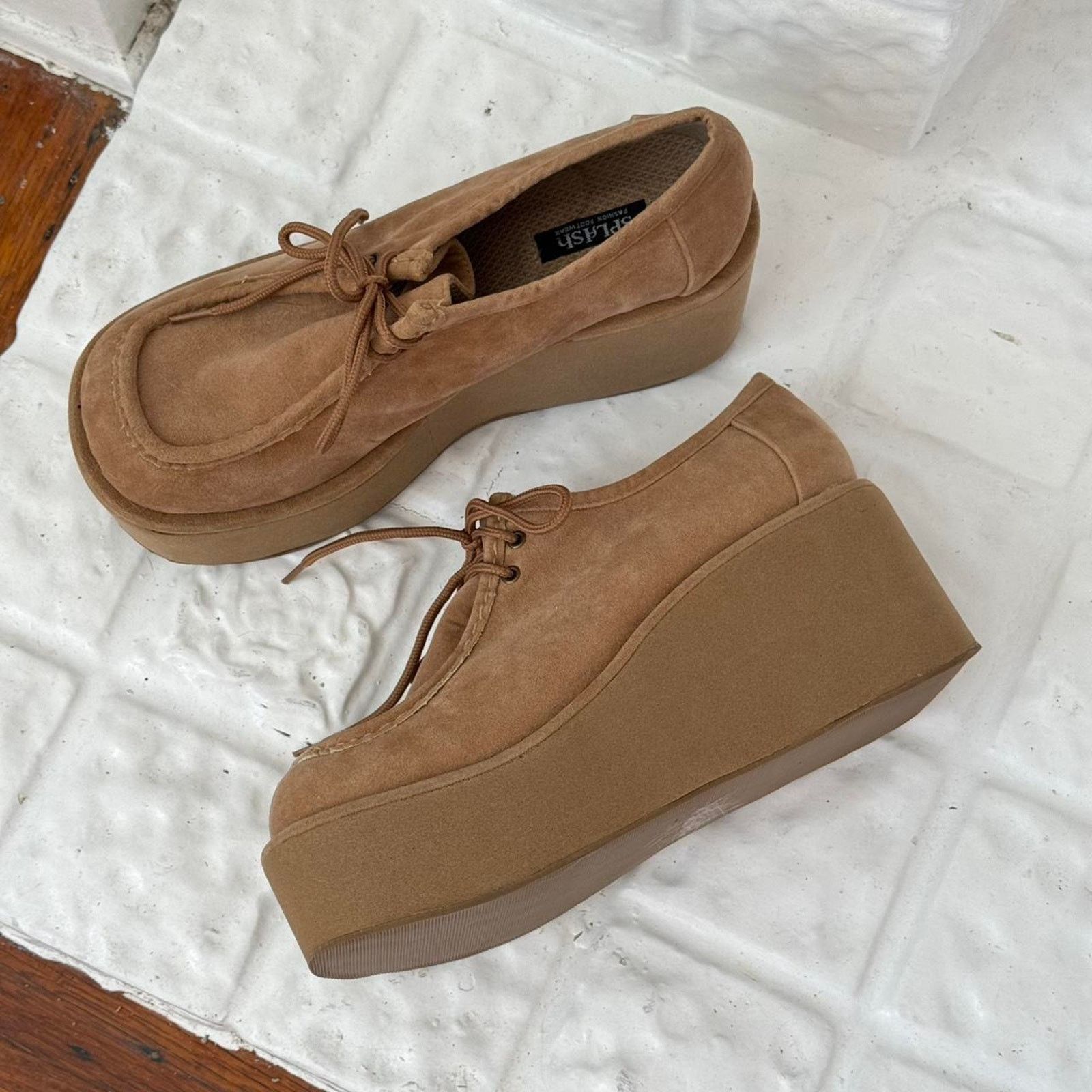 Vintage ✿ y2k suede platform lace up shoes ✿ Size US 9.5 / IT 39.5 - 1 Thumbnail