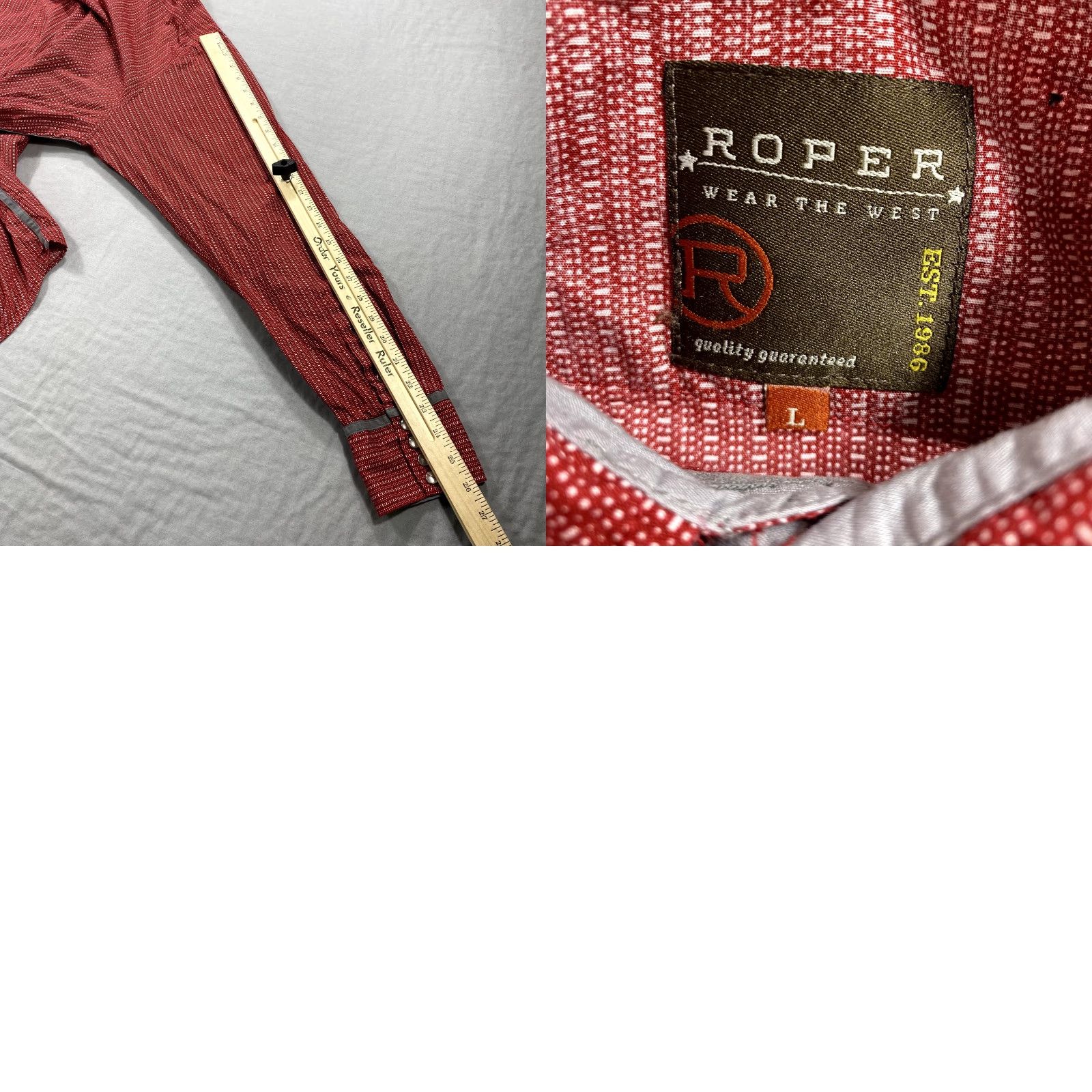 Roper Roper Shirt L Adult Red Striped Pearl Snap Western Cowboy Mens Size US L / EU 52-54 / 3 - 8 Thumbnail