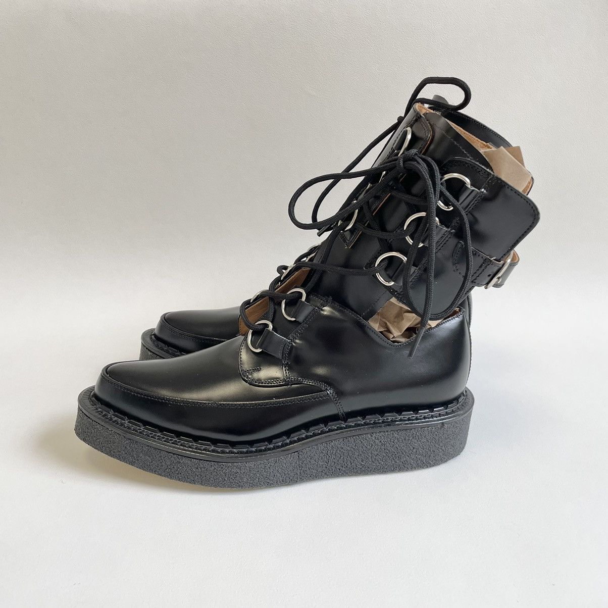 Comme des Garcons Black Leather Combat Boot Creepers Size US 9 / IT 39 - 1 Thumbnail