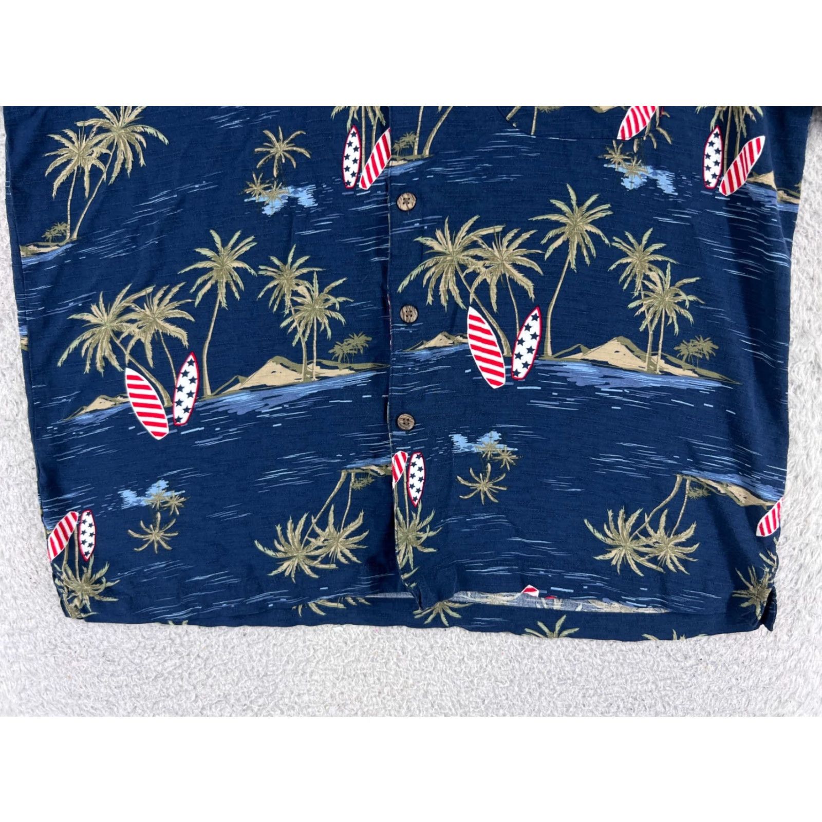 George George Shirt Mens Large Blue American Flag Surf Boards Palm Island 100% Rayon Size US L / EU 52-54 / 3 - 5 Thumbnail
