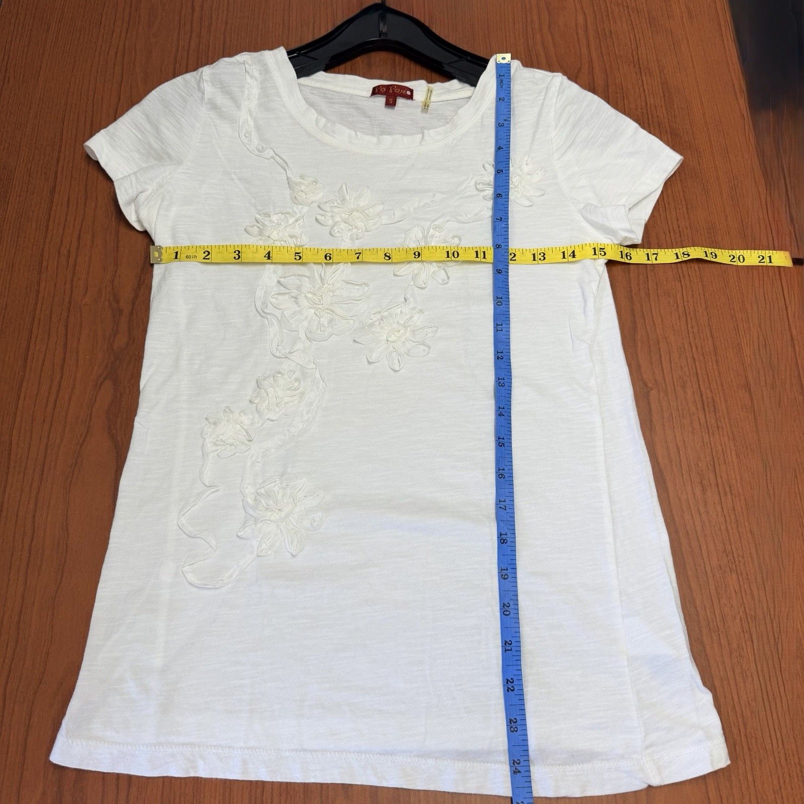 Other Po Pori White 3D Floral Appliqué Tee Boho Cotton Top S Size S / US 4 / IT 40 - 13 Thumbnail