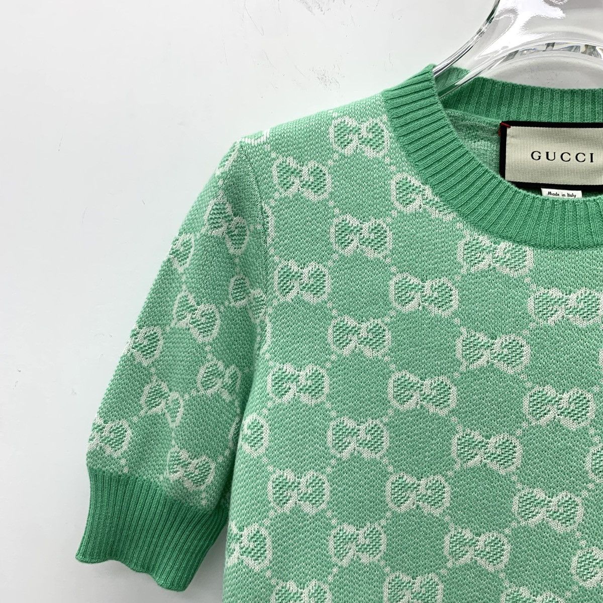 Gucci Gucci Green Logo Jacquard All Over Print Wool Knit Sweater Size XS / US 0-2 / IT 36-38 - 3 Thumbnail
