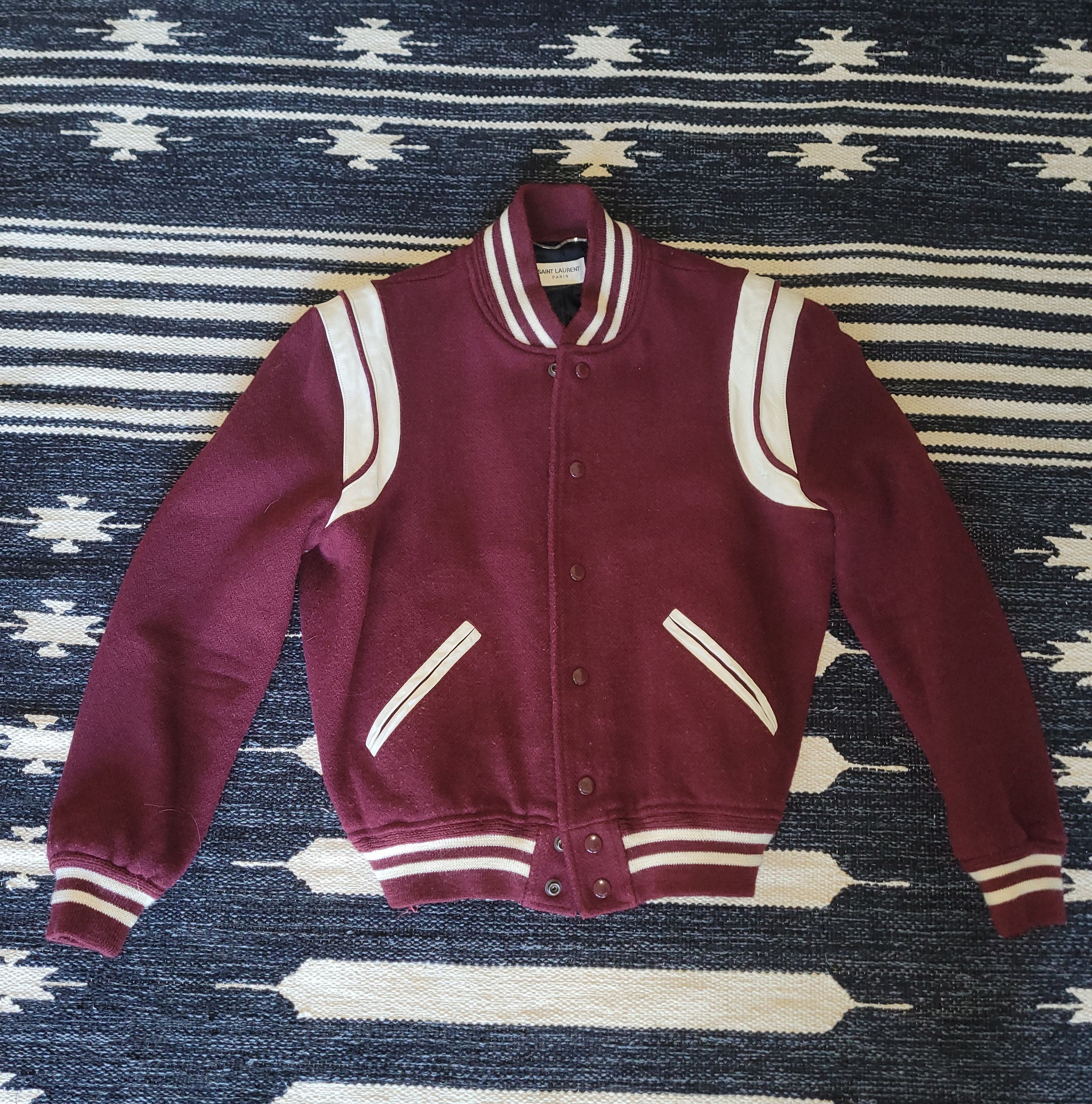 Saint Laurent Paris 2018 Saint Laurent Burgundy Teddy Jacket Size US M / EU 48-50 / 2 - 1 Thumbnail