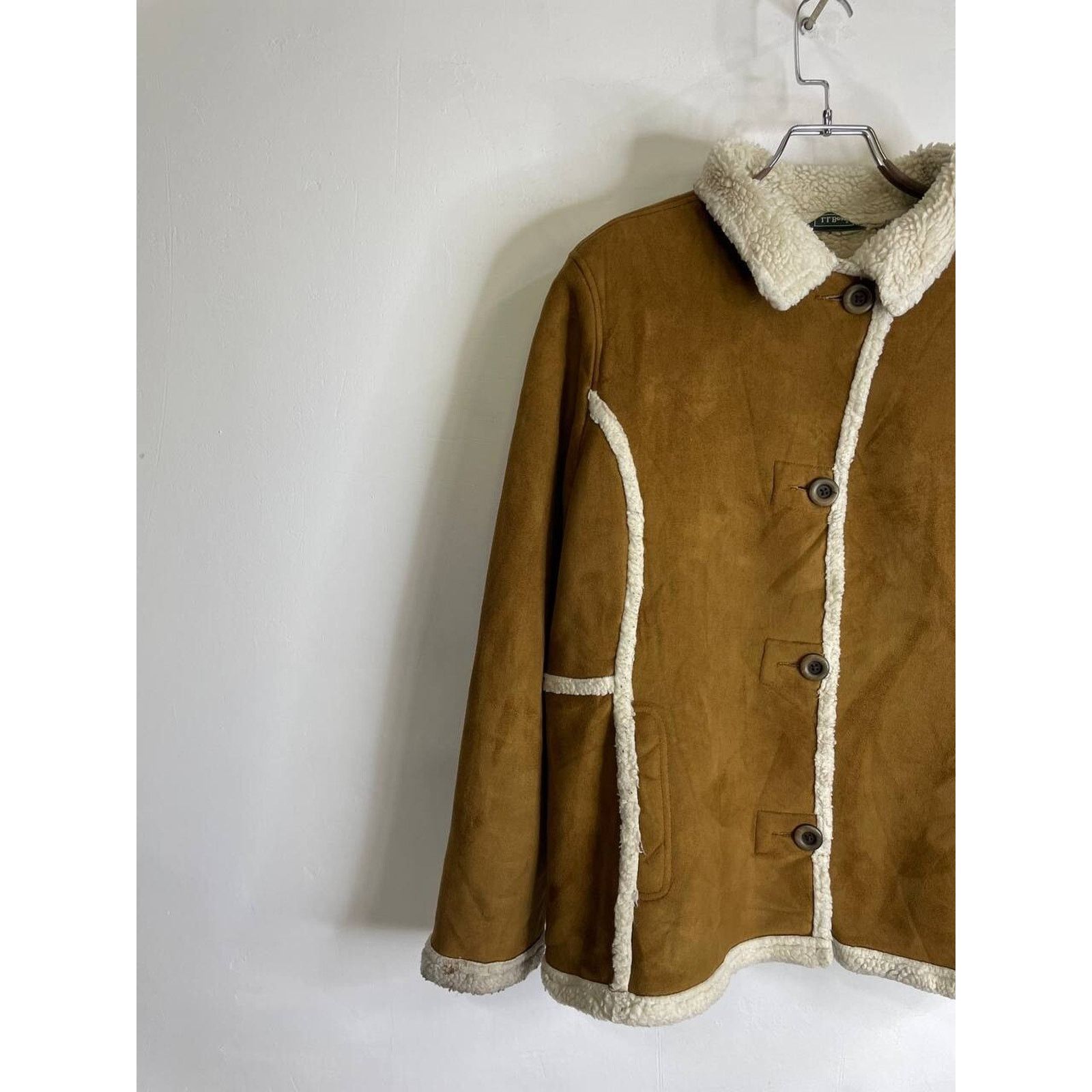 Other × Vintage Vintage Faux Shearling Brown Suede Jacket XL Sherpa Coat Size XL / US 12-14 / IT 48-50 - 4 Thumbnail
