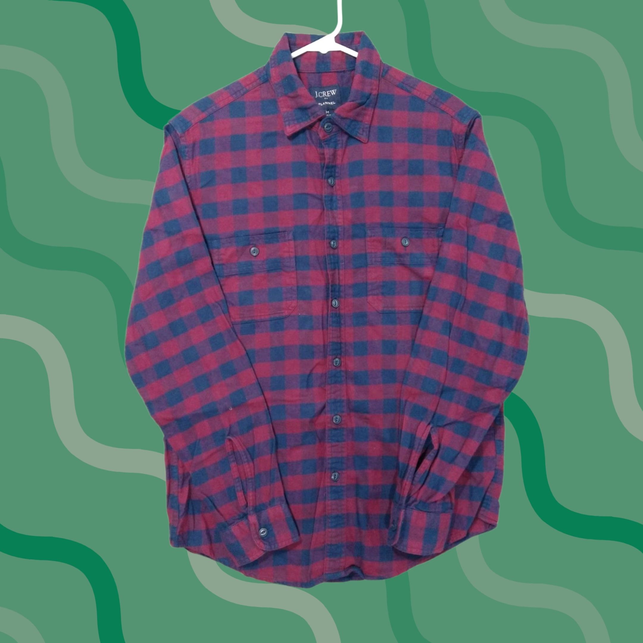 J.Crew J.CREW Shirt Mens Medium Red Blue Plaid Flannel Button Up Long Sleeve Cotton Size US M / EU 48-50 / 2 - 1 Thumbnail