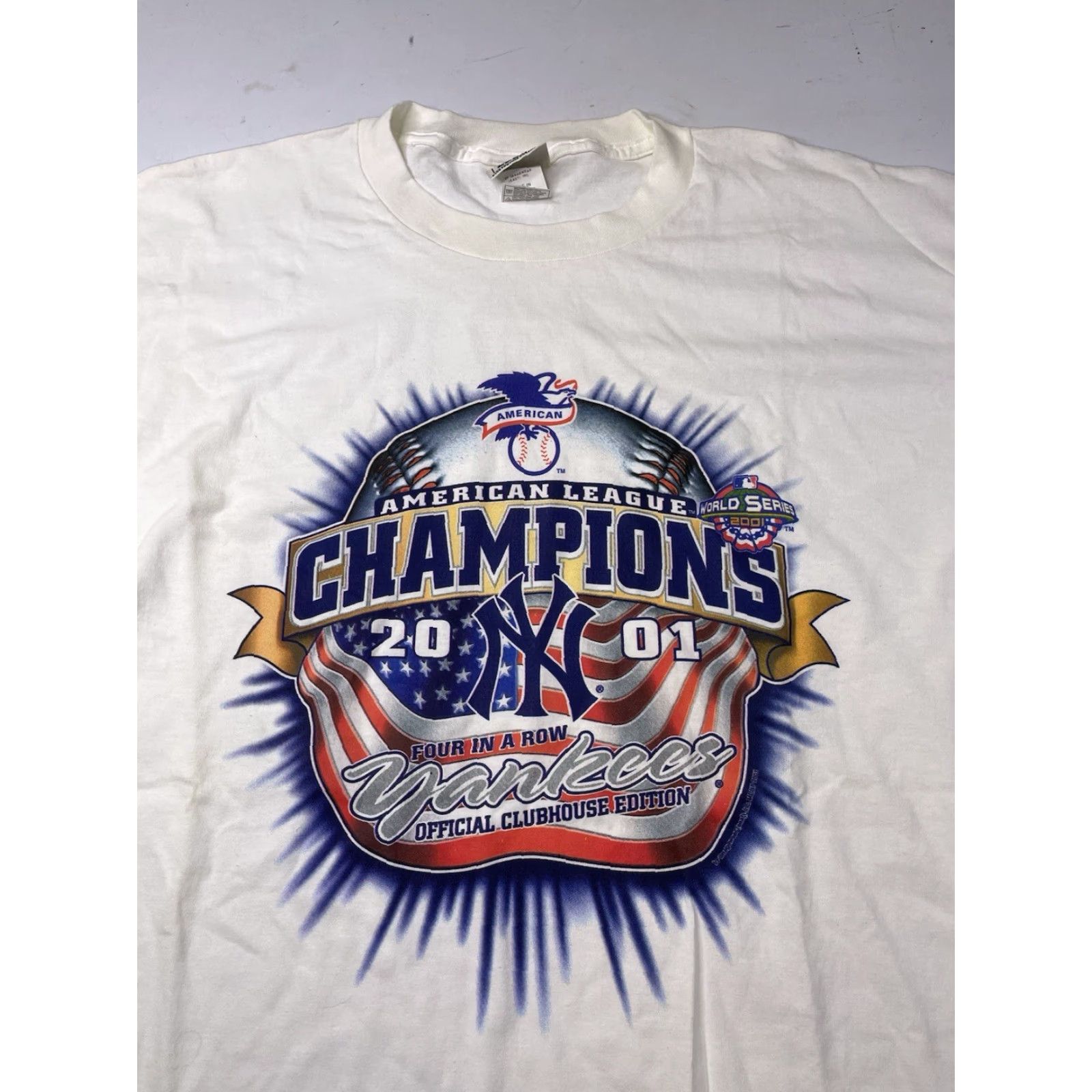 Lee VINTAGE New York Yankees 2001 American League Champions T-Shirt XL White World Series Men XL Size US XL / EU 56 / 4 - 2 Thumbnail
