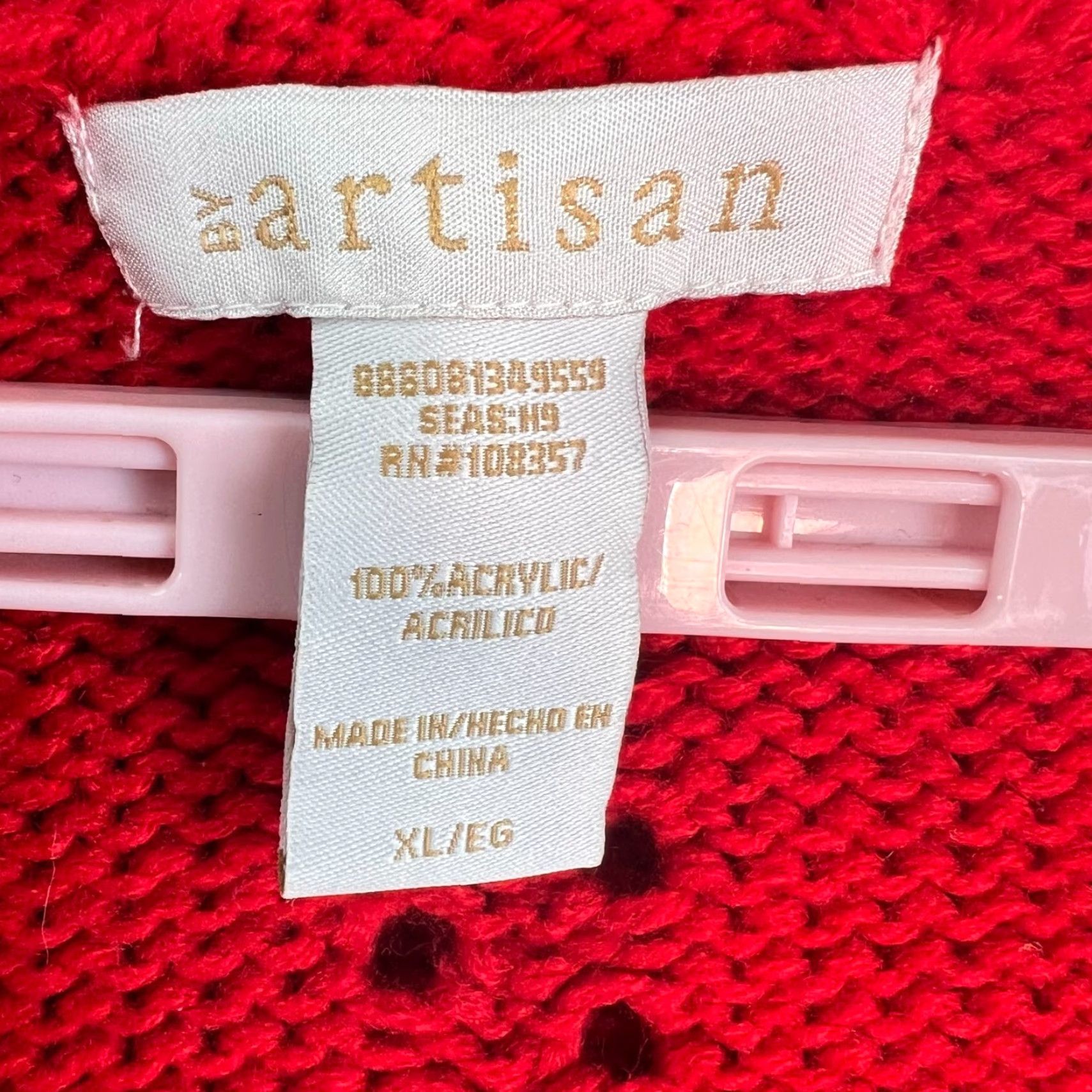 Vintage VINTAGE Artisan Cardigan Sweater Womens XL Red Open Cable Button 90s Theme Size XL / US 12-14 / IT 48-50 - 4 Thumbnail