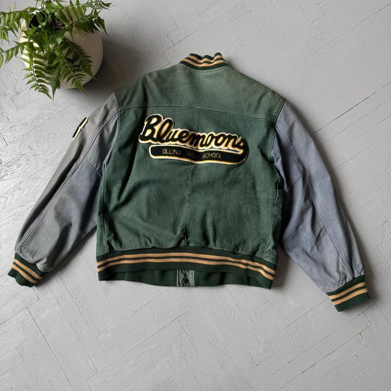 Vintage Vintage Leather Varsity Bomber Jacket Size US M / EU 48-50 / 2 - 2 Thumbnail