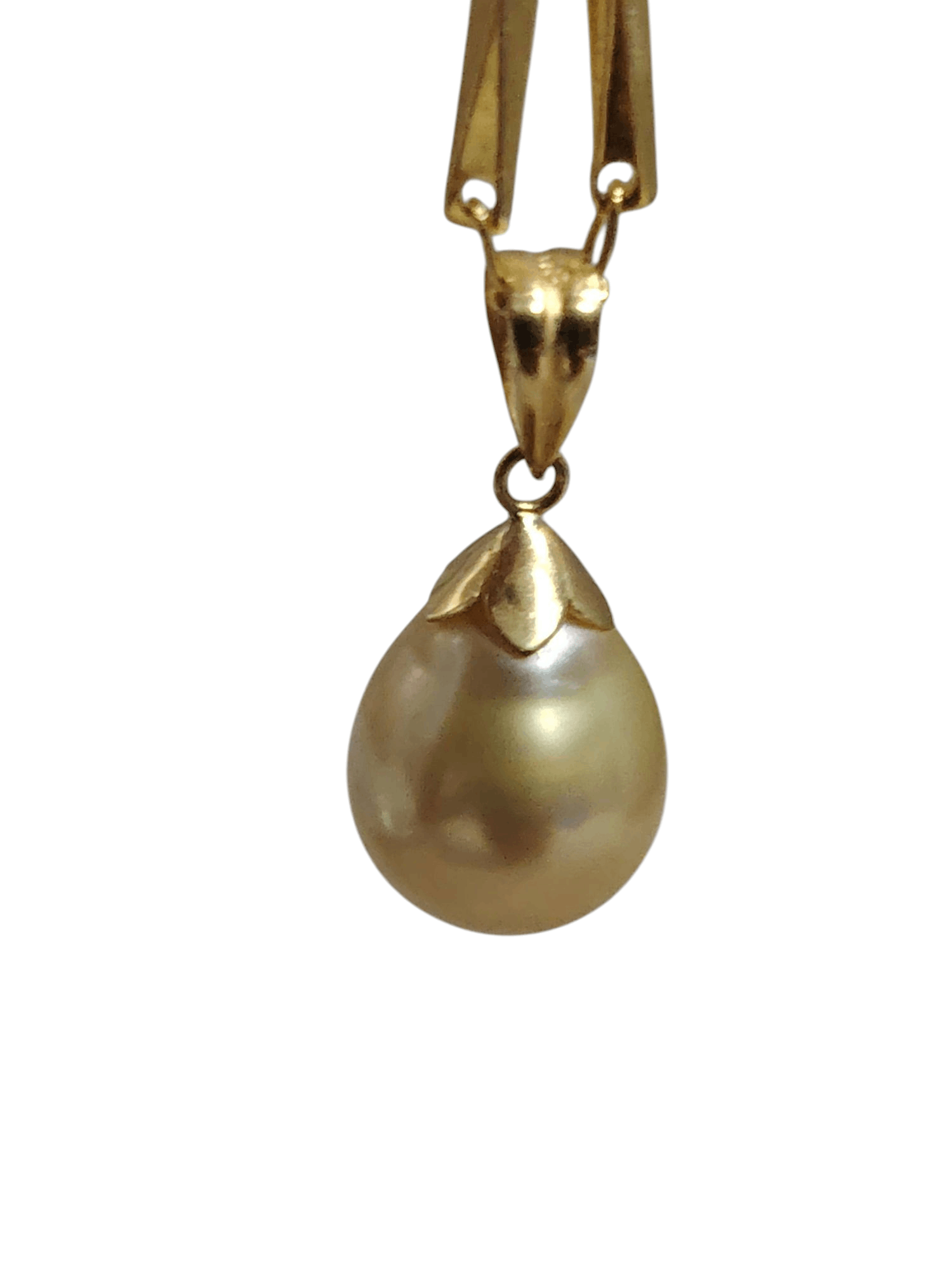 Japanese Brand Vintage 18k Golden South Sea Pearl Teardrop Pendant Size ONE SIZE - 1 Thumbnail