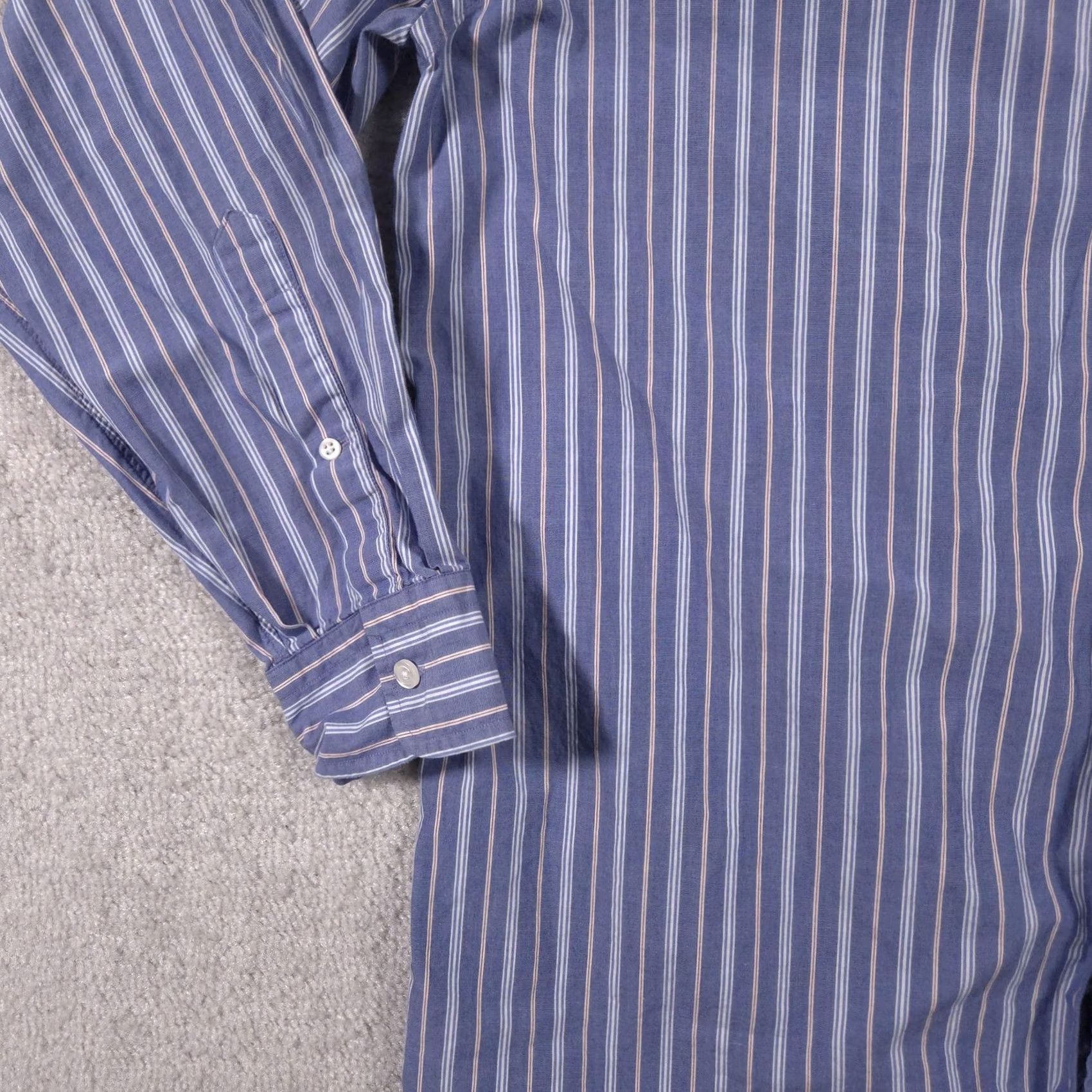 Lands' End VINTAGE Lands' End Shirt Mens 16-33 Blue Stripe Button-Down Cotton Long Sleeve Dress Shirt Mens Regular 16-33 Blue Stripe Dress Shirt Women? No. Size 42R - 4 Thumbnail
