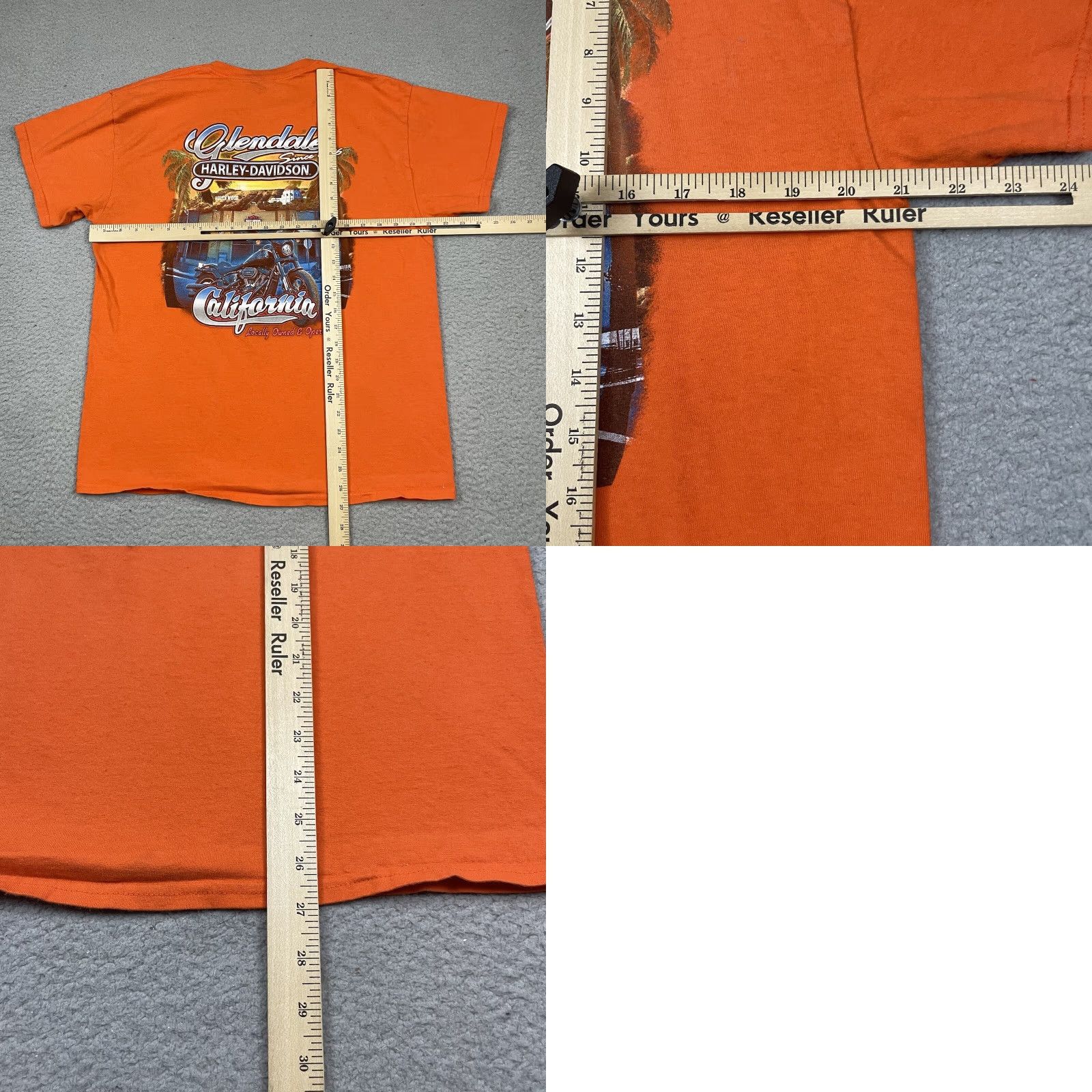 Harley Davidson VINTAGE Harley Davidson T Shirt Adult Large Orange Glendale Hollywood California Graphic Size US L / EU 52-54 / 3 - 9 Thumbnail