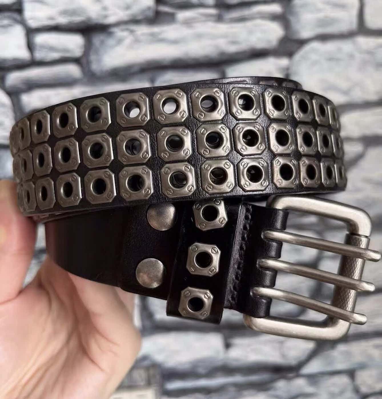 Other retro punk rock eyelet leather belt Size ONE SIZE - 4 Thumbnail