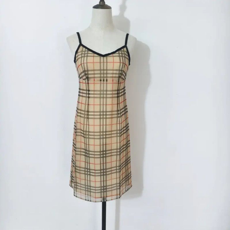 Burberry Burberry Summer Checked Khaki Dress Size M / US 6-8 / IT 42-44 - 1 Thumbnail
