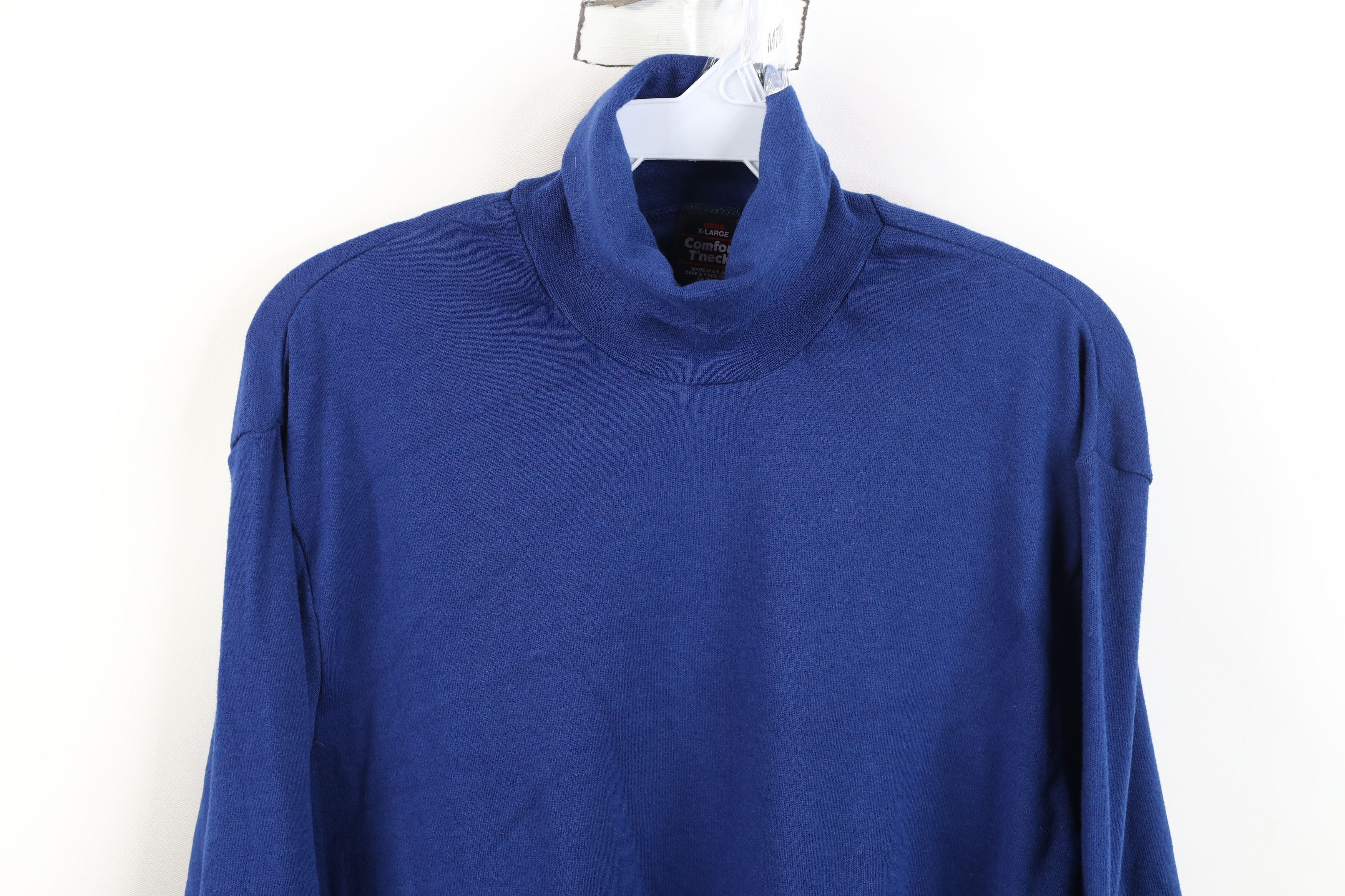 Vintage Vintage 90s Streetwear Thermal Turtleneck T-Shirt Blue USA Size US XL / EU 56 / 4 - 2 Thumbnail