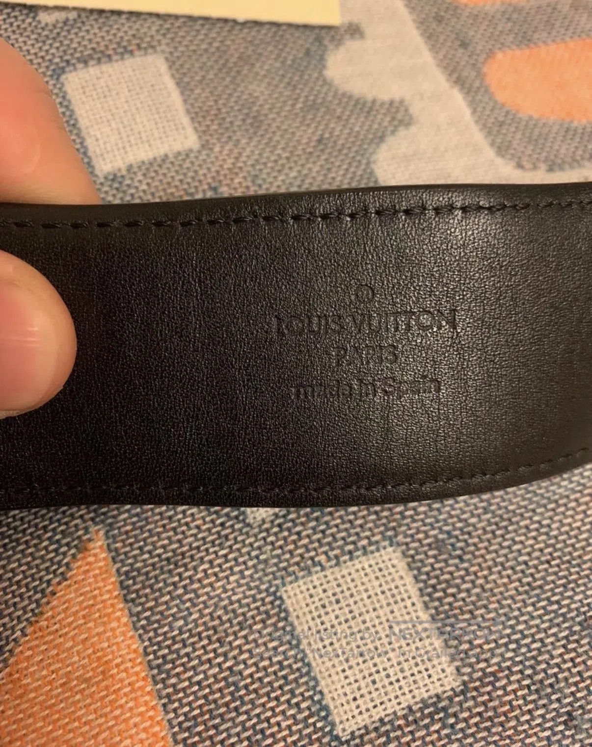 Louis Vuitton Black Leather Belt with Engraved Buckle. Size ONE SIZE - 3 Thumbnail