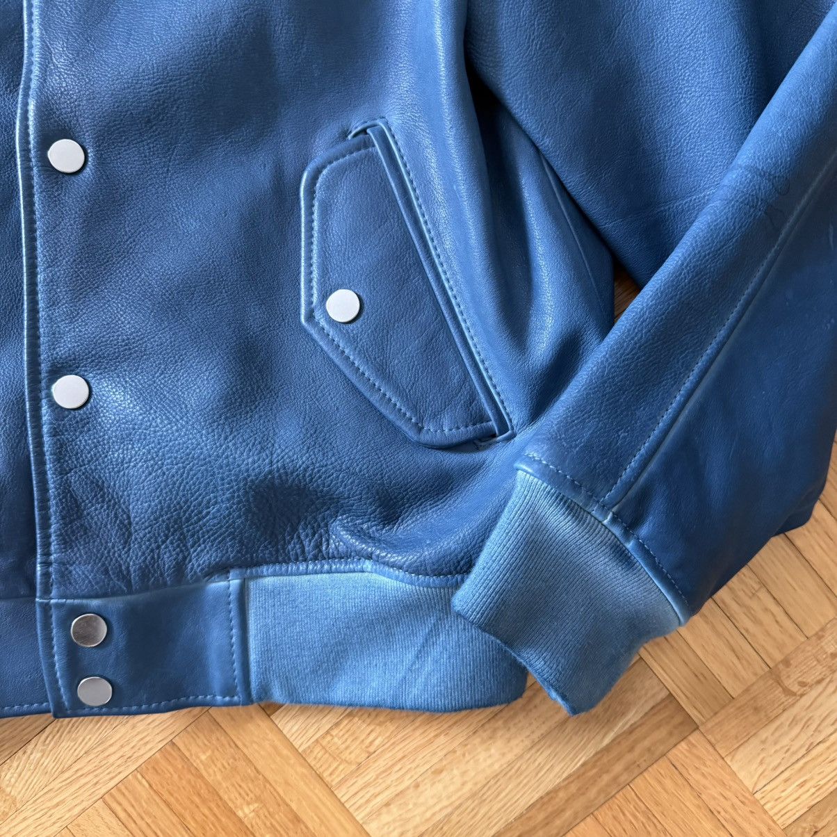 Deadwood Deadwood Coach Hand-dyed Blue Lambskin Leather Jacket Size US S / EU 44-46 / 1 - 3 Thumbnail