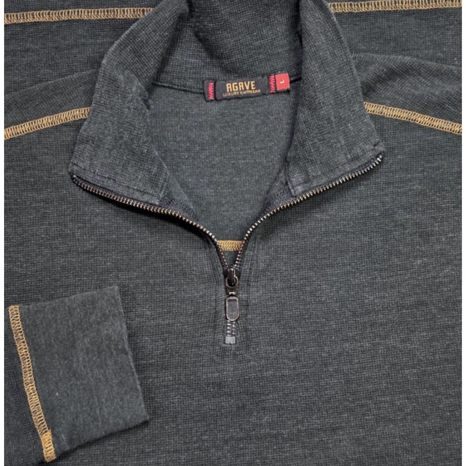 Vintage Agave Mens Grey Tan Stitch Pullover 1/4 Zip Long Sleeve Mock Neck Sweater Sz L US Theme USA Outdoor Golf Casual Workwear | Mens | Sweater Size US L / EU 52-54 / 3 - 2 Thumbnail