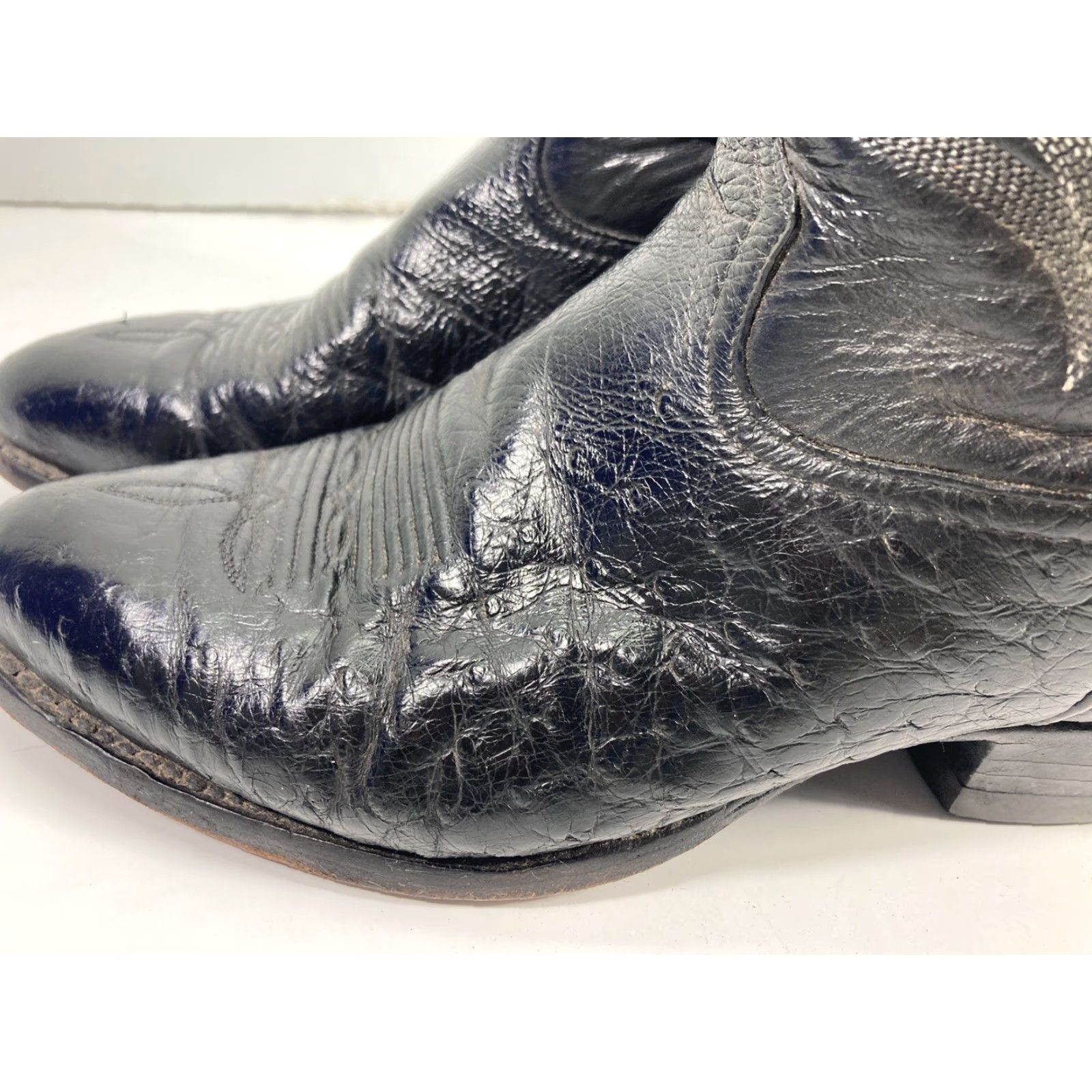 Tony Lama Tony Lama 8410 Boots Western Leather Ostrich Black Men 9 D Cowboy Leather Upper Outsole Pull On Shoes Size US 9 / EU 42 - 6 Thumbnail