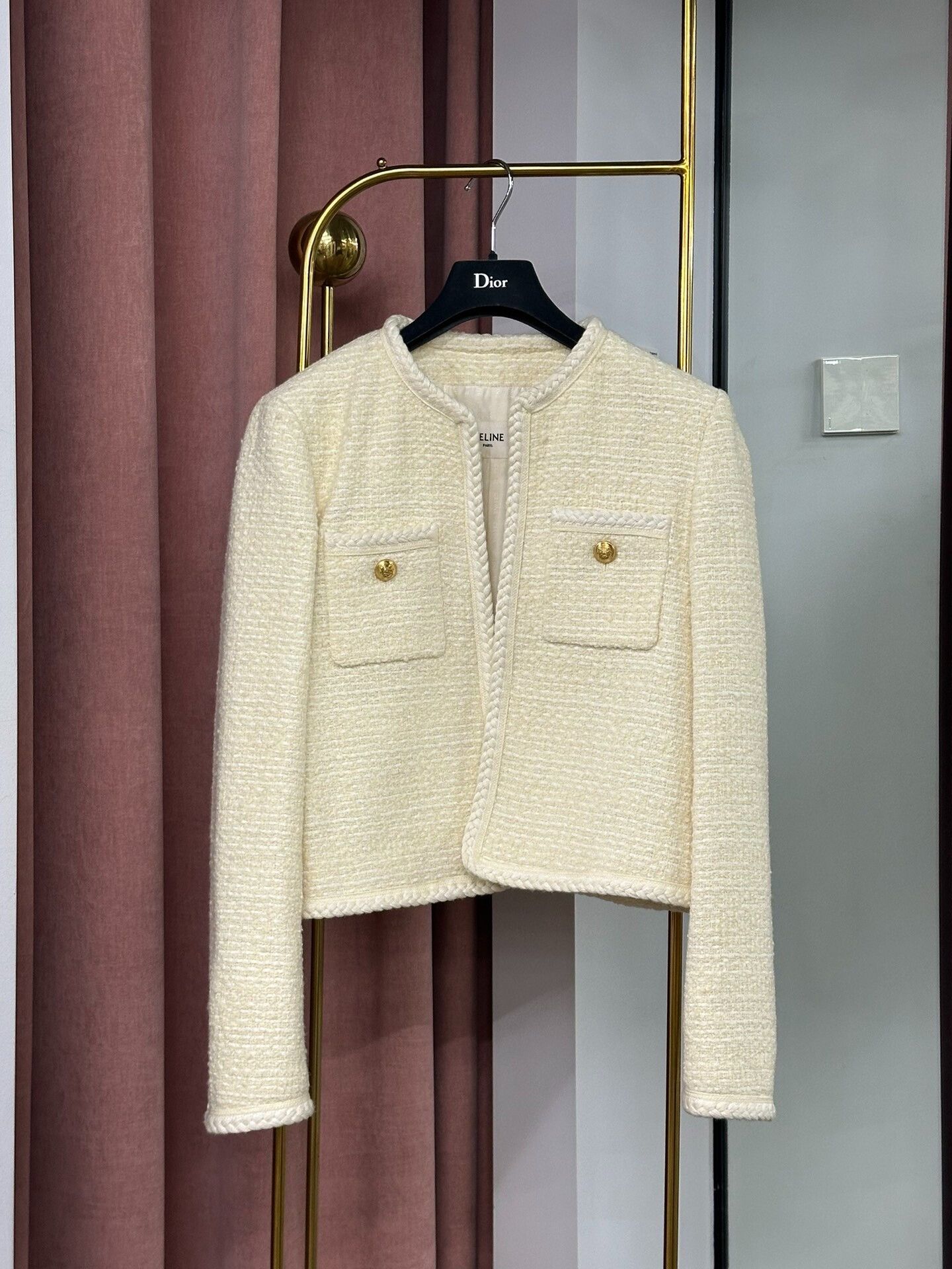 Celine Celine White Gold Button Coat Size S / US 4 / IT 40 - 1 Thumbnail