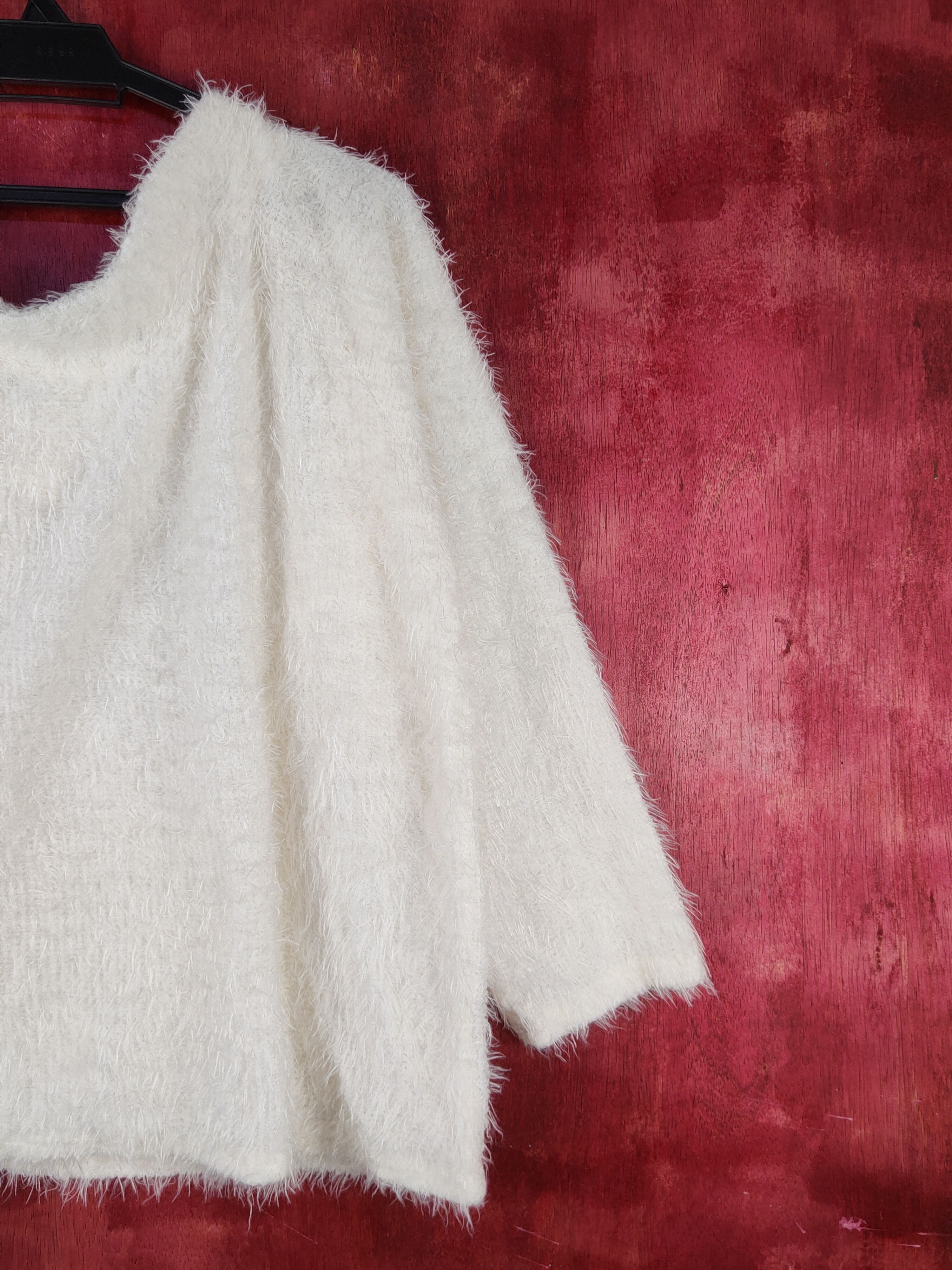 Aran Isles Knitwear Sureve Ivory Shag Shaggy Fur Mohair Knitwear #S2057 Size L / US 10 / IT 46 - 8 Thumbnail