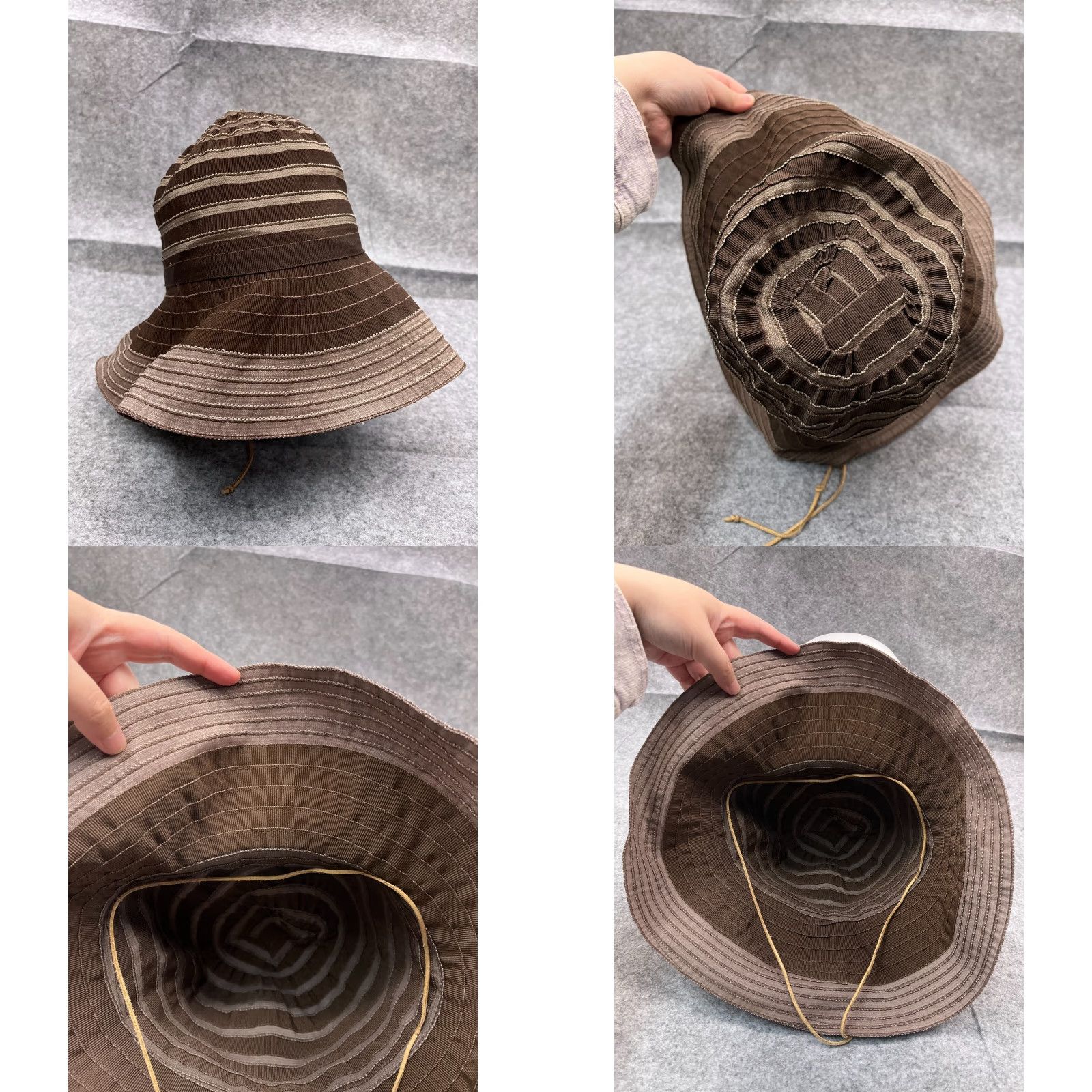 CO August Bucket Hat Womens One Size Brown Striped Cotton Lightweight Outdoors Beach Size ONE SIZE - 8 Thumbnail