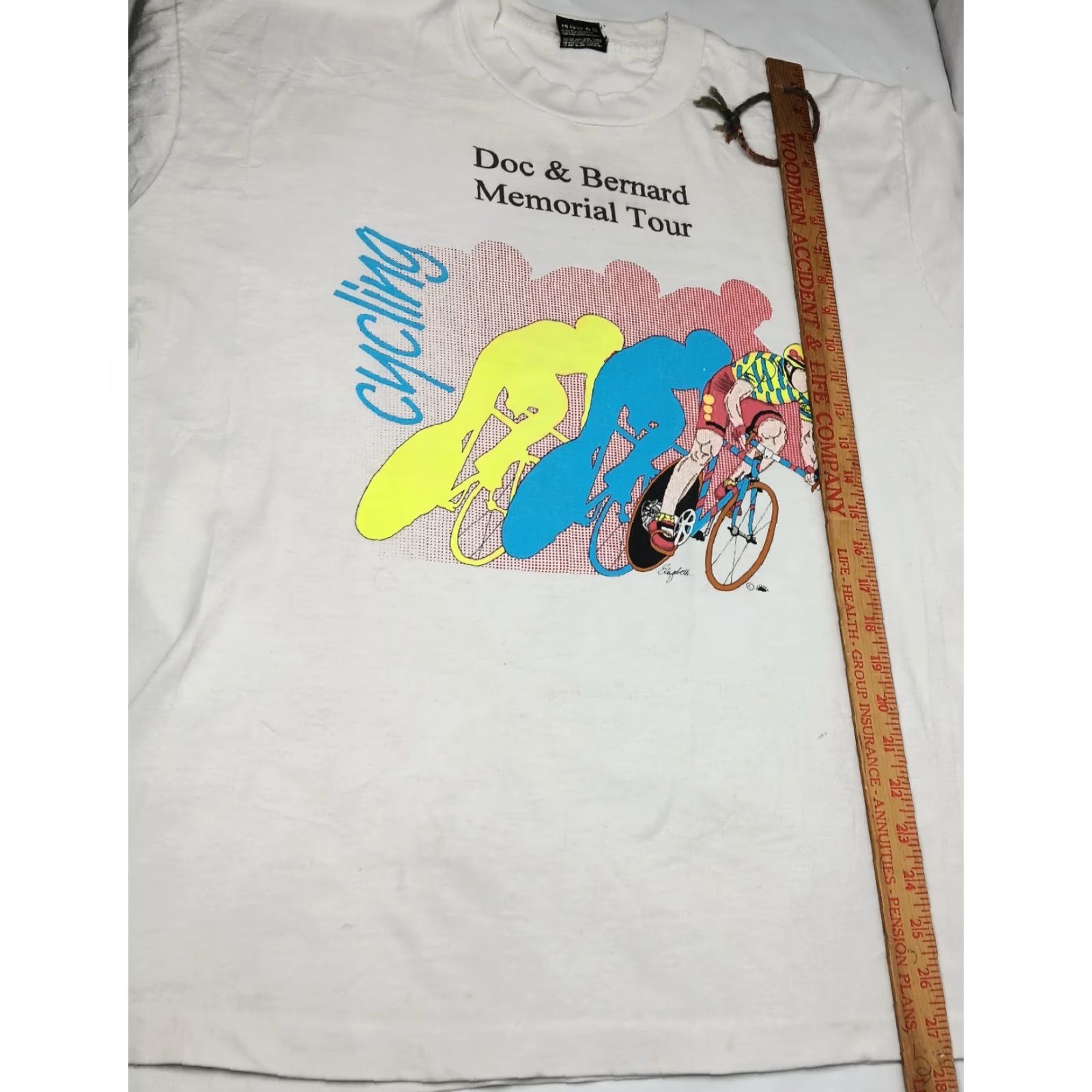 Fruit Of The Loom VINTAGE Doc And Bernard Memorial Tour Road Cycling Shirt XL Bike Single Stitch White Cotton/Polyester Knit Men Crew Neck Short Sleeve Size US XL / EU 56 / 4 - 6 Thumbnail