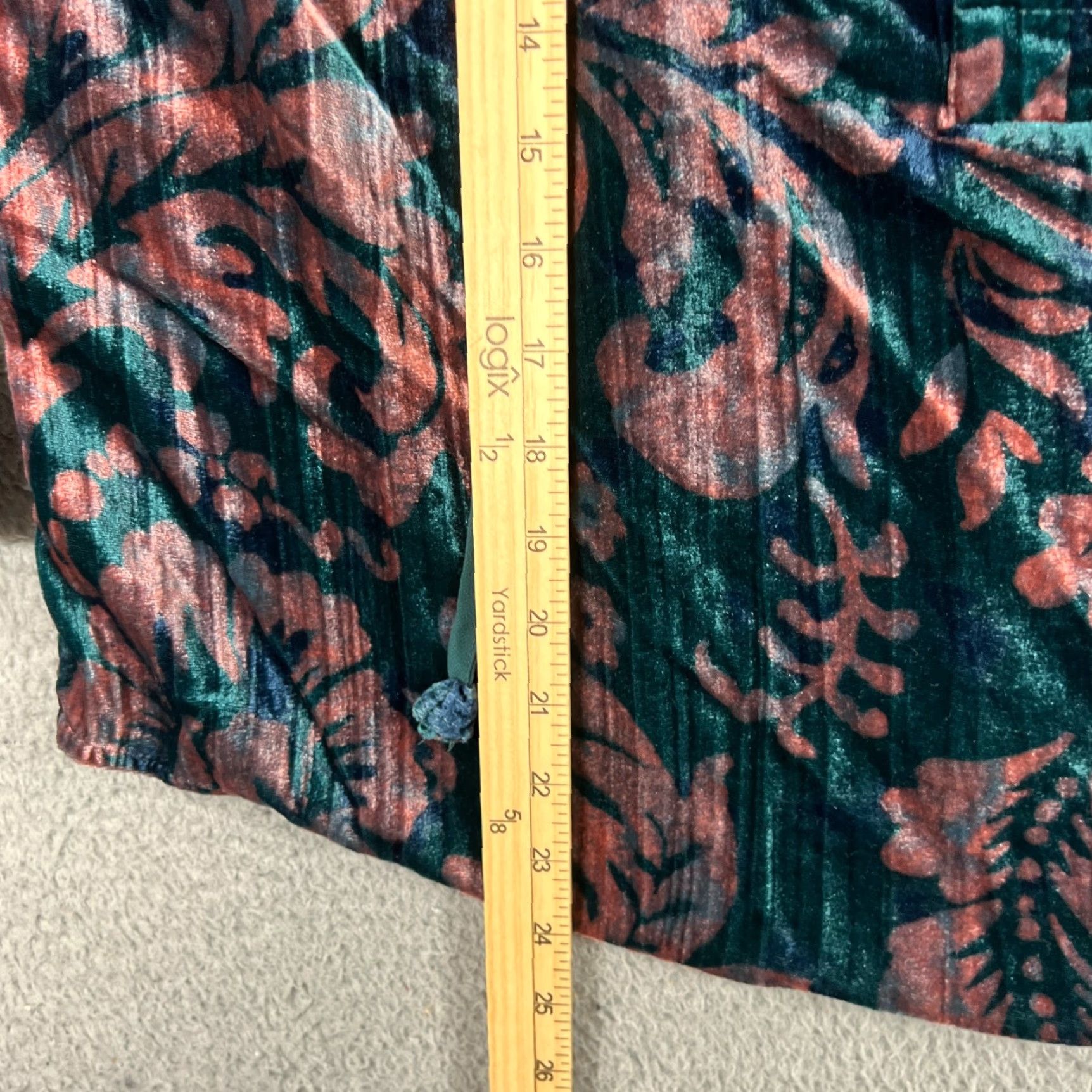 Anthropologie VINTAGE? No, it's not vintage. Anthropologie Blouse Shirt Bohemian Peasant V-Neck Velvet Floral Long Sleeve S Blue/Teal 2010s Boho Womens Size S / US 4 / IT 40 - 4 Thumbnail