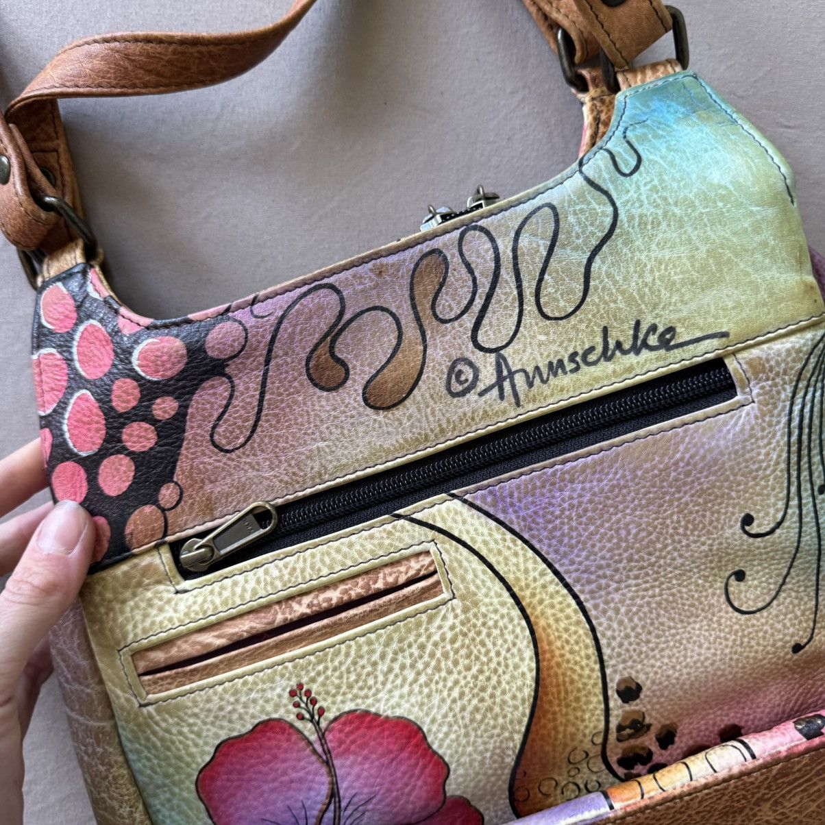 Other Vintage ANUSCHKA Hand Painted Multi Compartment Satchel Size ONE SIZE - 6 Thumbnail
