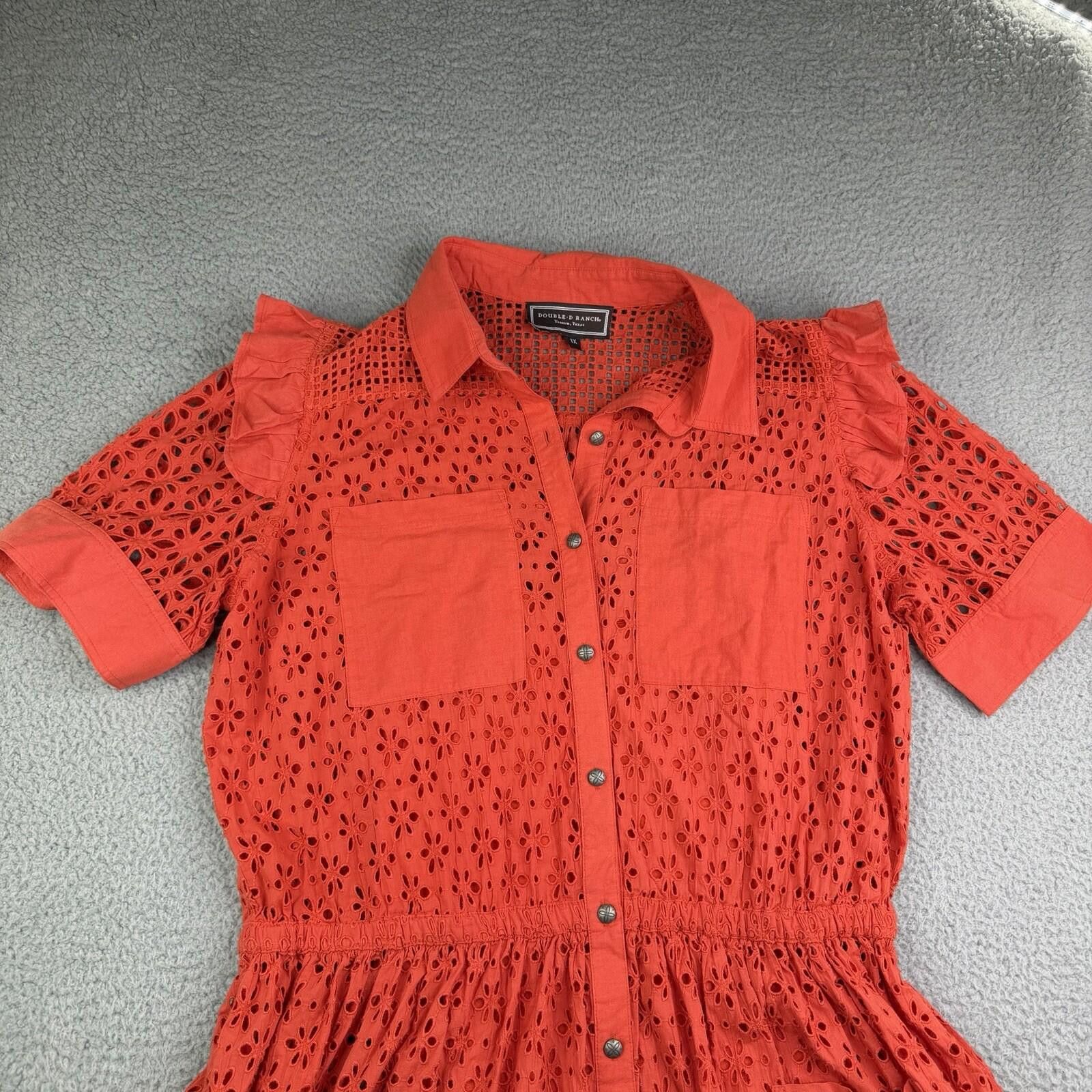 Other Double D Ranch Orange Western Dress Women's 1X Lined Size XL / US 12-14 / IT 48-50 - 11 Thumbnail