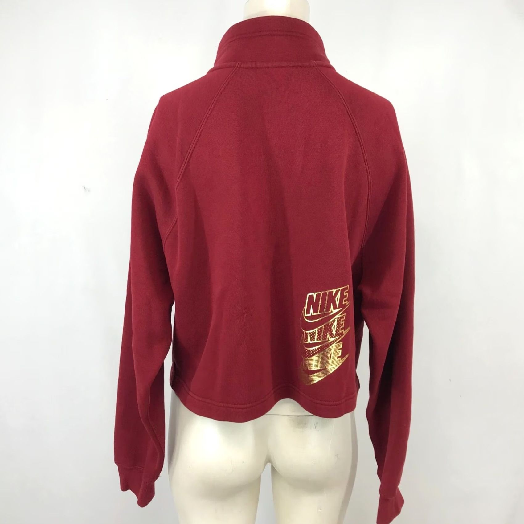 Nike NIKE Women's M BURGUNDY Just Do It 1/4 Zip Sweatshirt BV4990-677 Sweatshirt Women M Pullover Activewear Size M / US 6-8 / IT 42-44 - 5 Thumbnail
