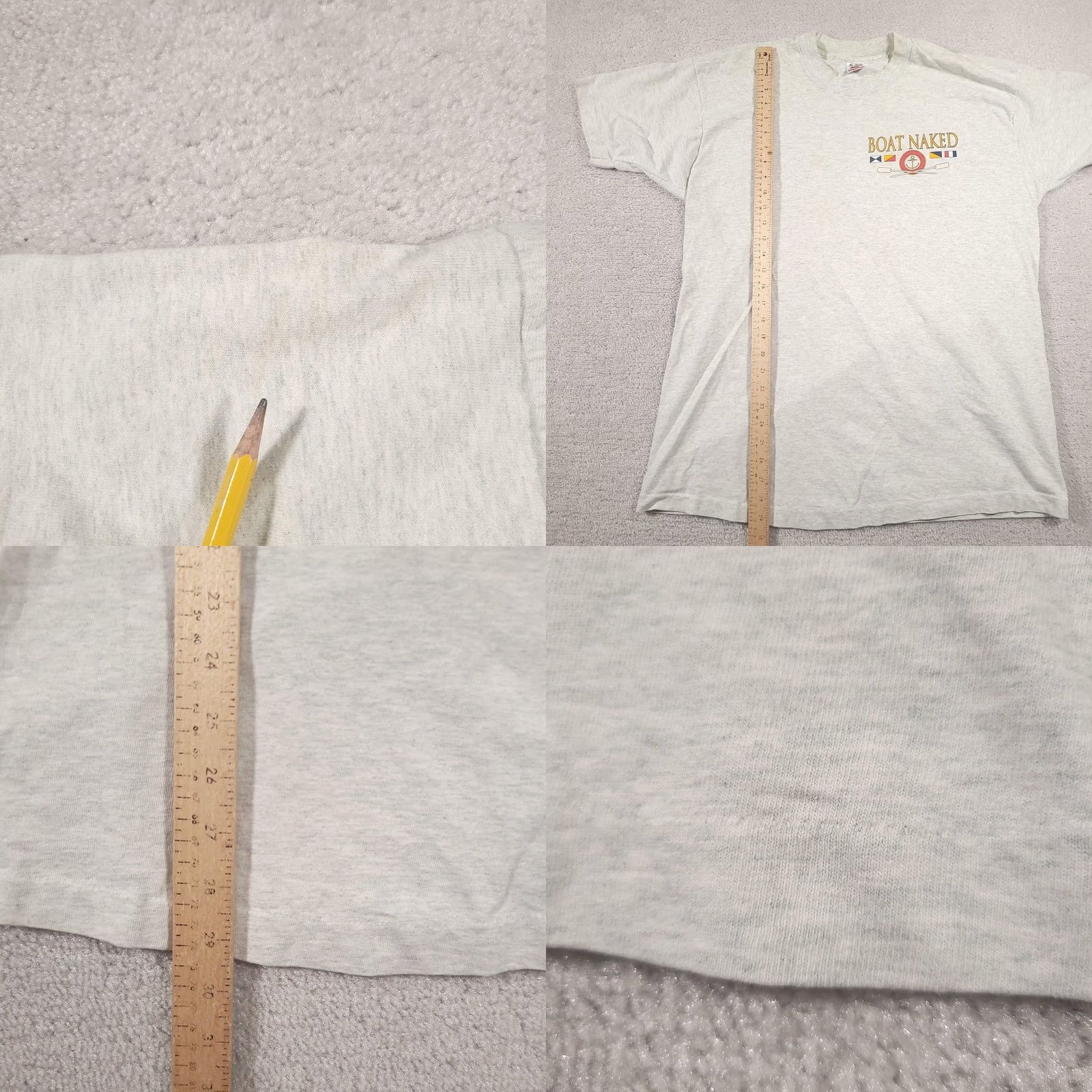 Fruit Of The Loom VINTAGE Boat Naked Shirt Mens XL Gray Funny Slogan Graphic Tee USA 90s Size US XL / EU 56 / 4 - 9 Thumbnail