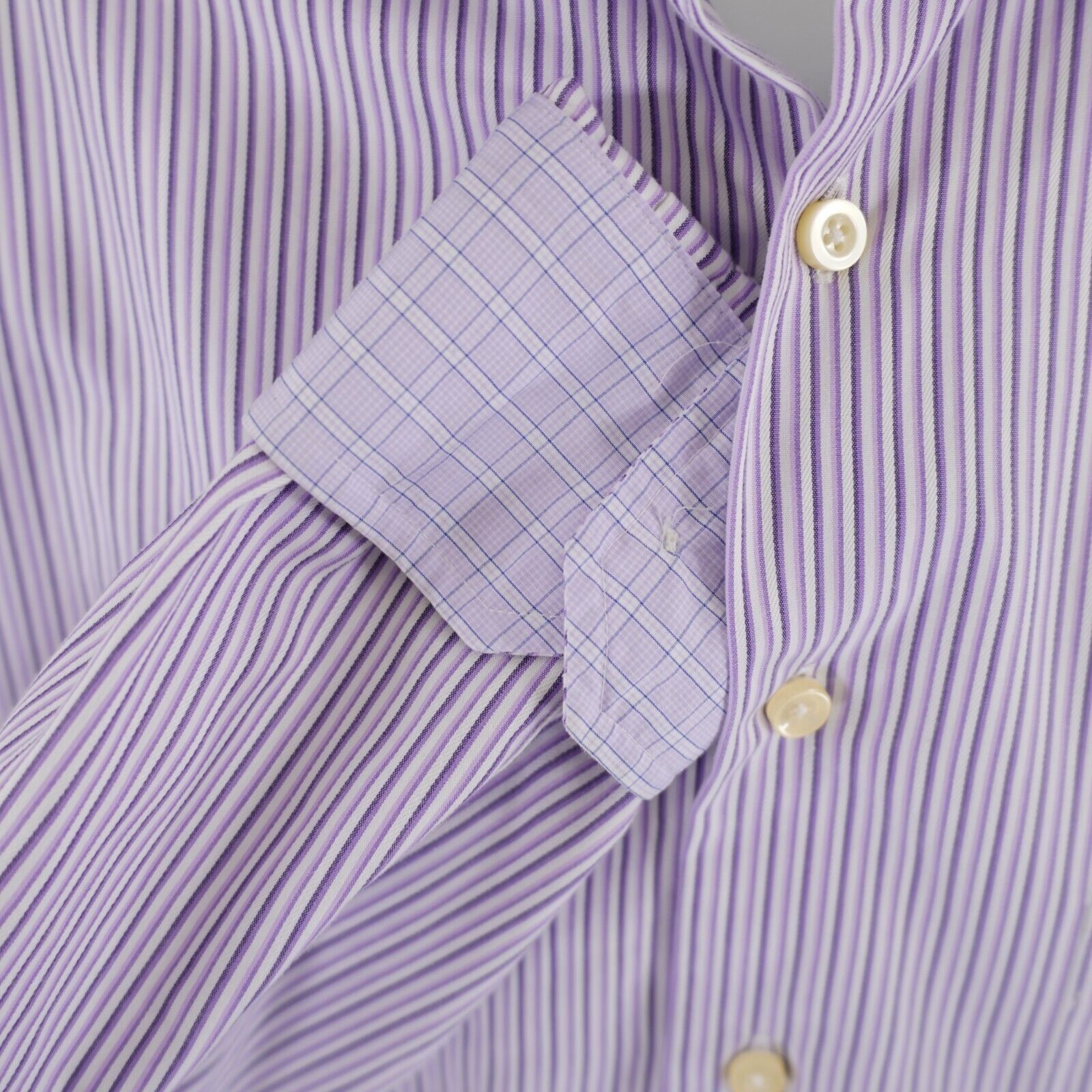 Egara Egara Non-Iron Slim Fit Large Tall 16-16.5 Purple Plaid Flip Size US L / EU 52-54 / 3 - 2 Thumbnail