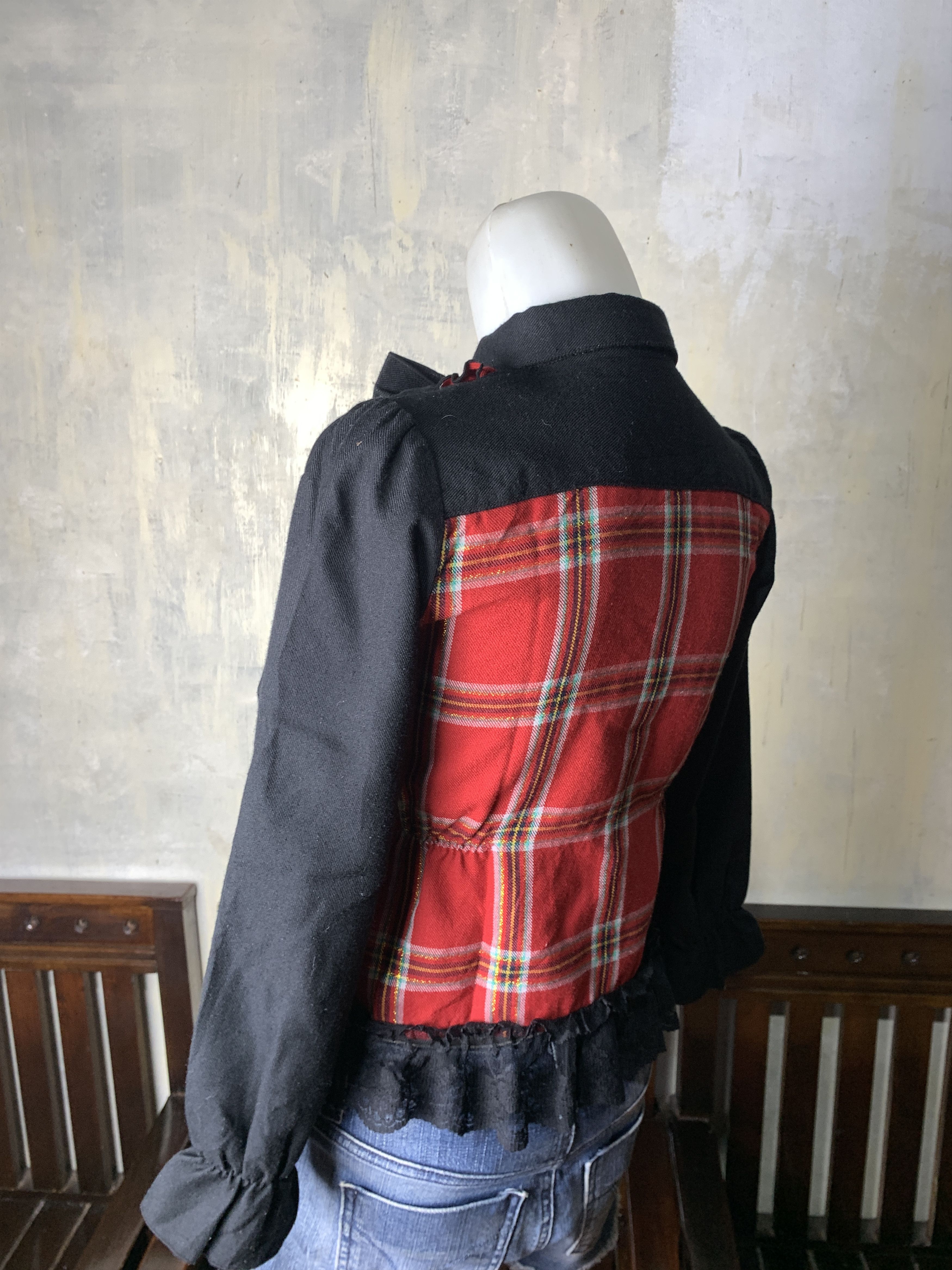 Japanese Brand Bowtie Tartan Plaid Trim Baby Shirt (XS) Size XS / US 0-2 / IT 36-38 - 3 Thumbnail