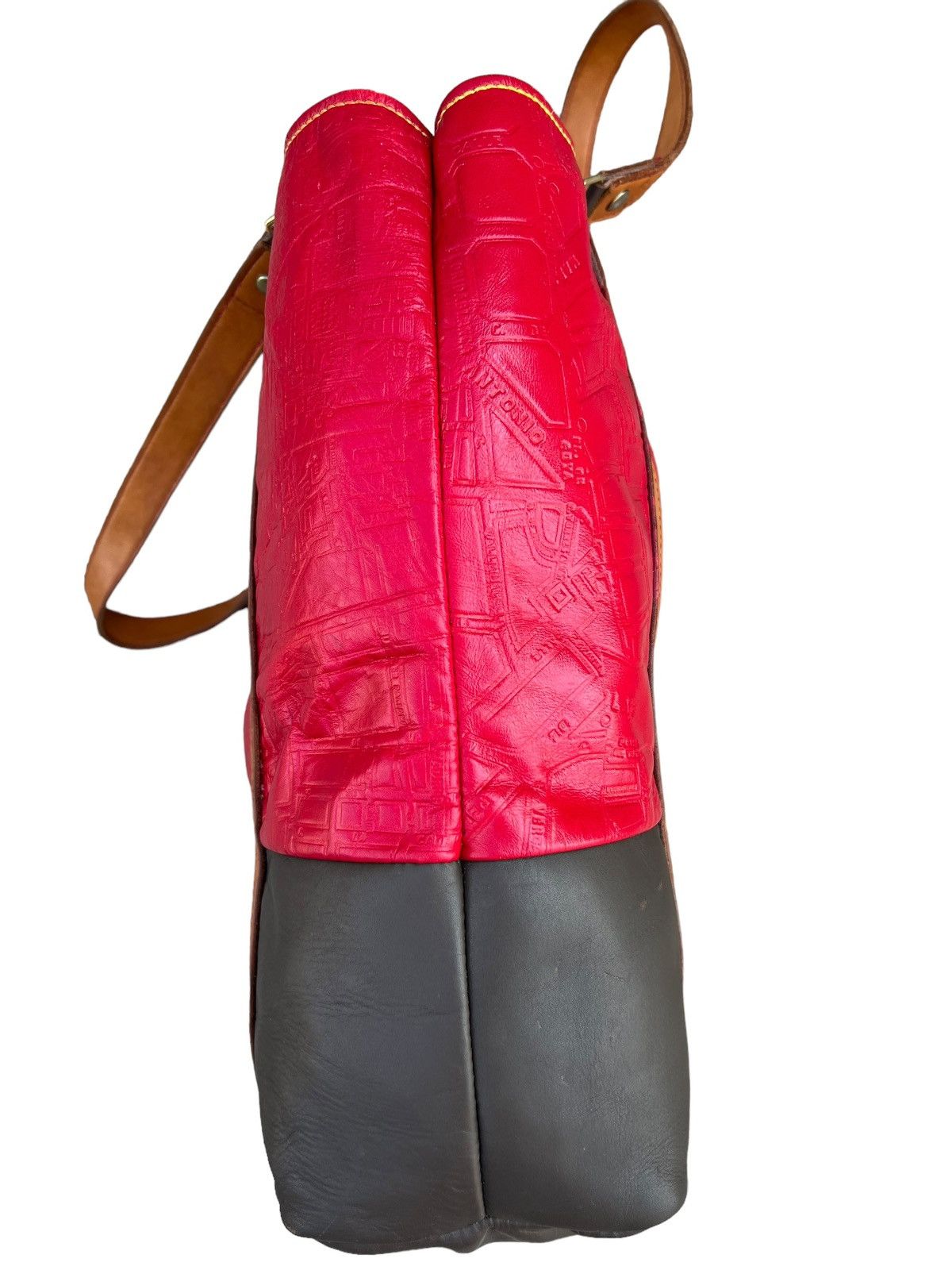 Leather Map Embossed Leather Tote Bag Unknown Japanese Brand Vintage Size ONE SIZE - 12 Thumbnail