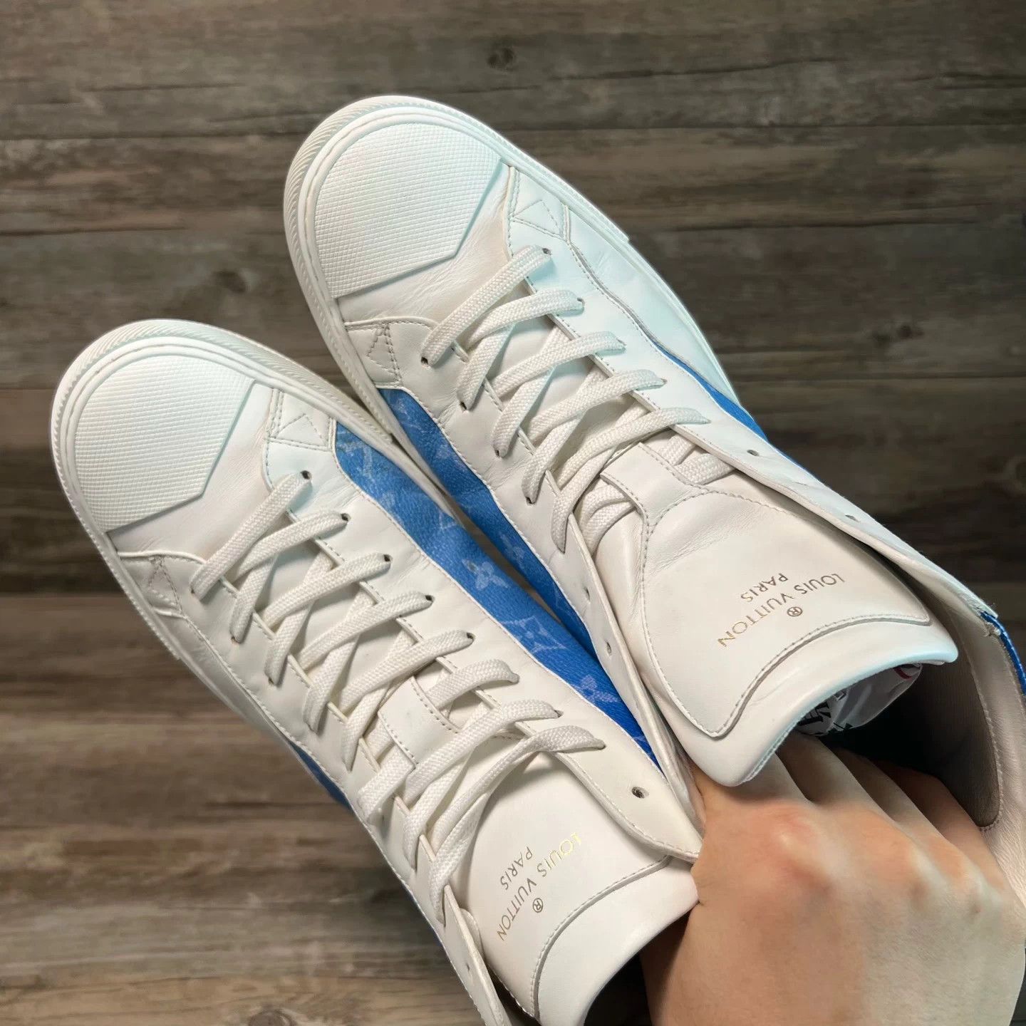 Louis Vuitton LV Tattoo Clouds White Blue High Top Canvas Sneaker UK7 Size US 8 / EU 41 - 5 Thumbnail