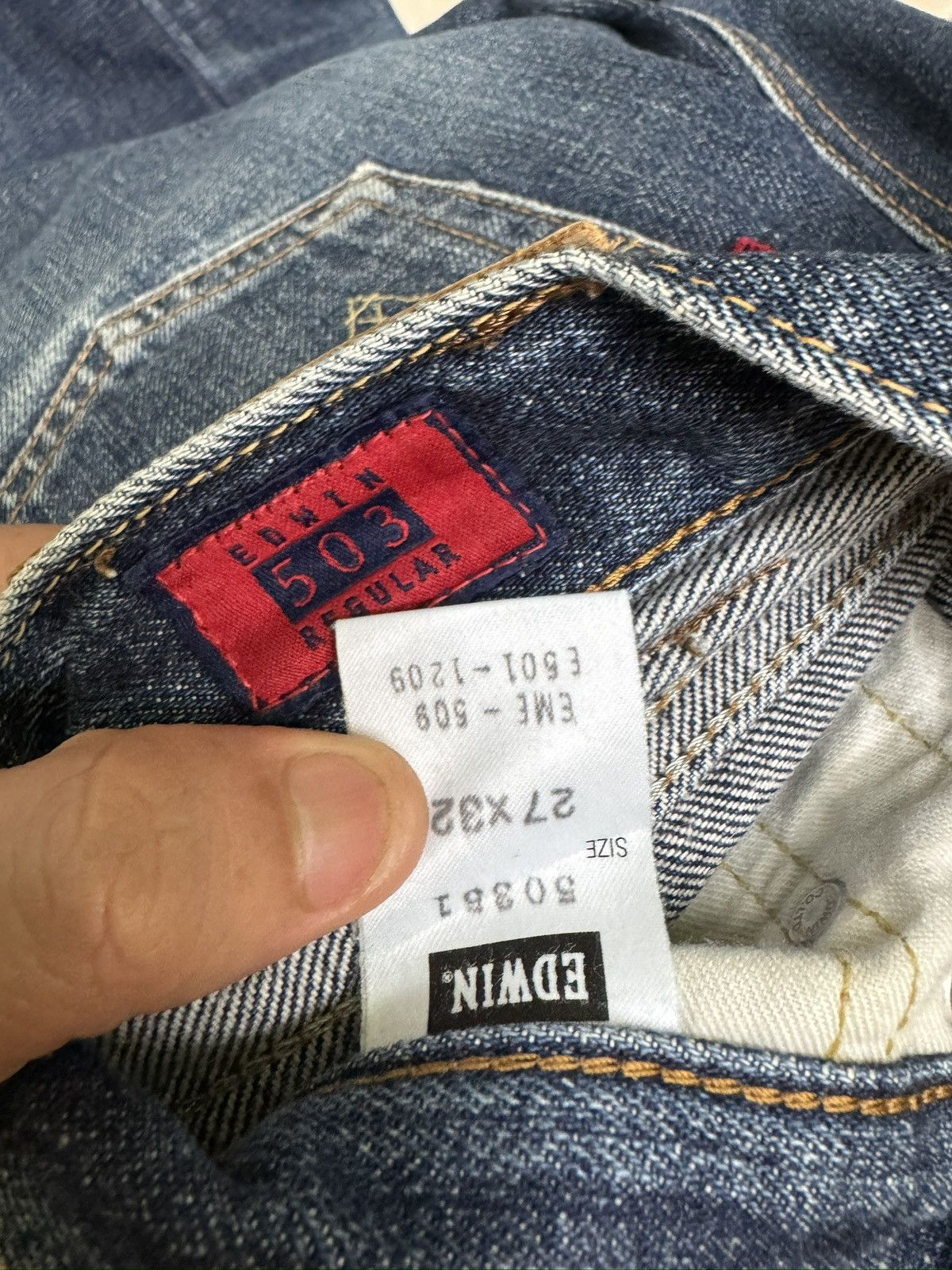 Edwin Vintage Miss Edwin 503 Regular Flare Blue Washed Distressed Size US 26 / EU 42 - 13 Thumbnail
